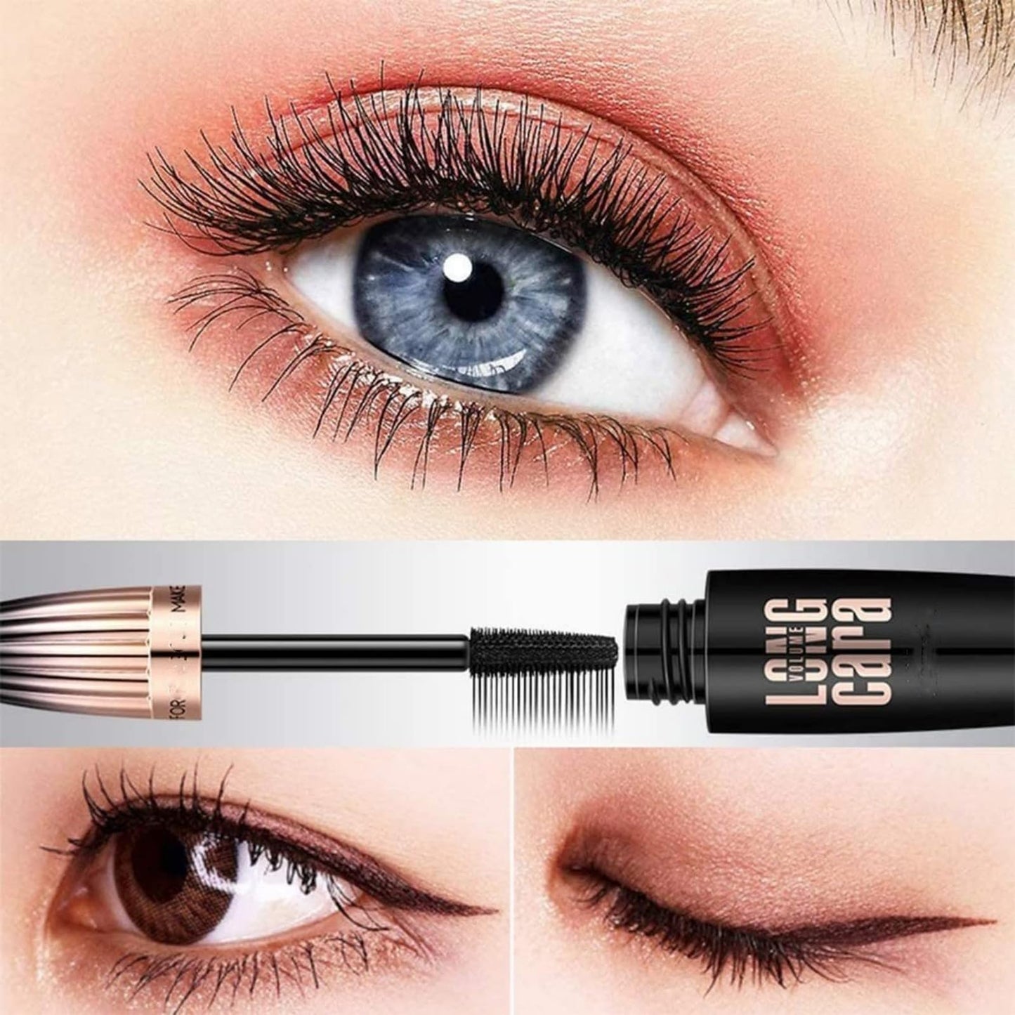 QOHNK My Amazing Lashes Mascara Black 4d Volume and Length Silk Fiber Long-Lasting No Smudge Mascara Build Voluminous Eyelashes,Smudge Proof and Lengthen Eyelashes (Black, 3PCS)