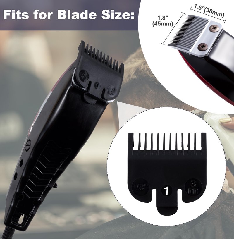 SmallCat 2 Pcs Black Guards for Clippers, #1 Trimmer Guards Replacement, Clipper Guards Set Compatible with Wahx (1/8'', 3mm)