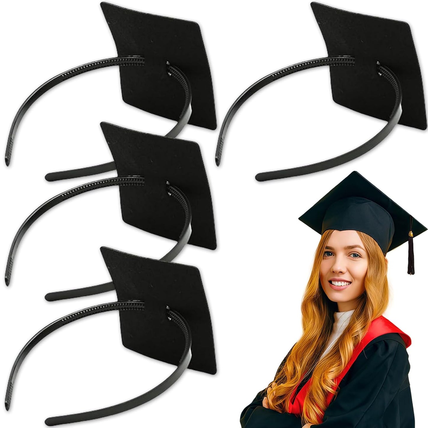 Graduation Cap Headband Insert - Adjustable Anti-Fall Hairband for Secure Hairstyle | Upgraded Design