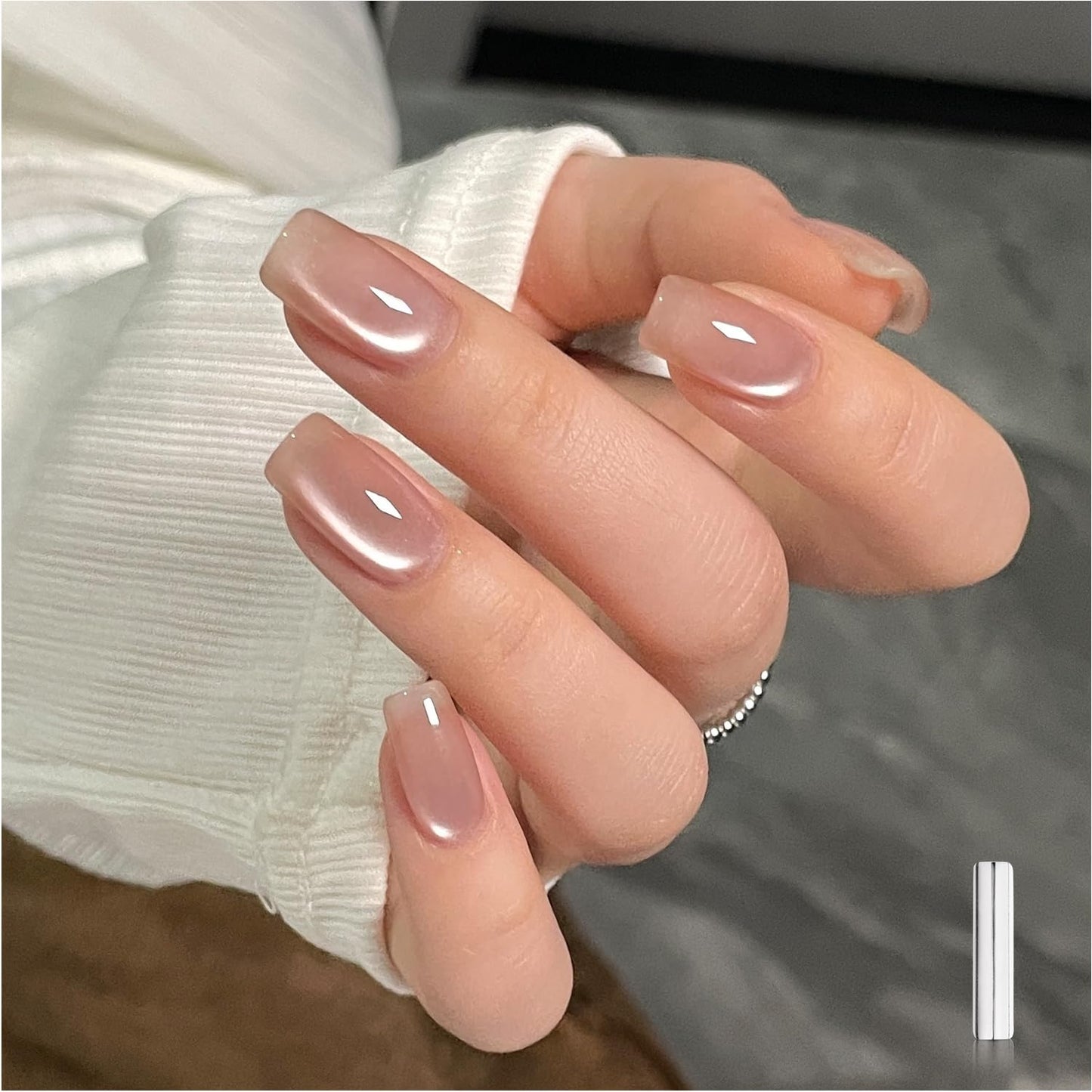 Glassy Cat Eye Gel Nail Polish - 16ml Holographic UV Gel with Magnet | Silvery Moonlight Reflective Finish