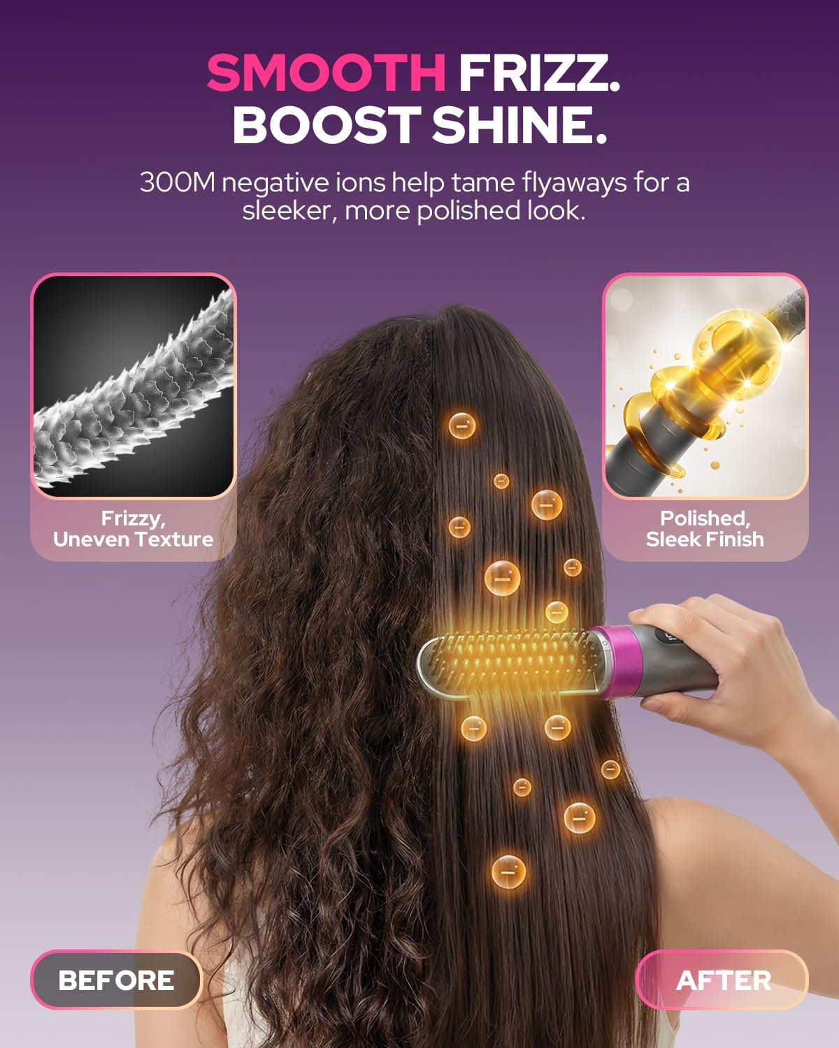 Cordless Hair Straightener Brush - Portable MCH Ceramic Hot Comb for On-the-Go Touch-Ups | 3 Temp Settings, Grey