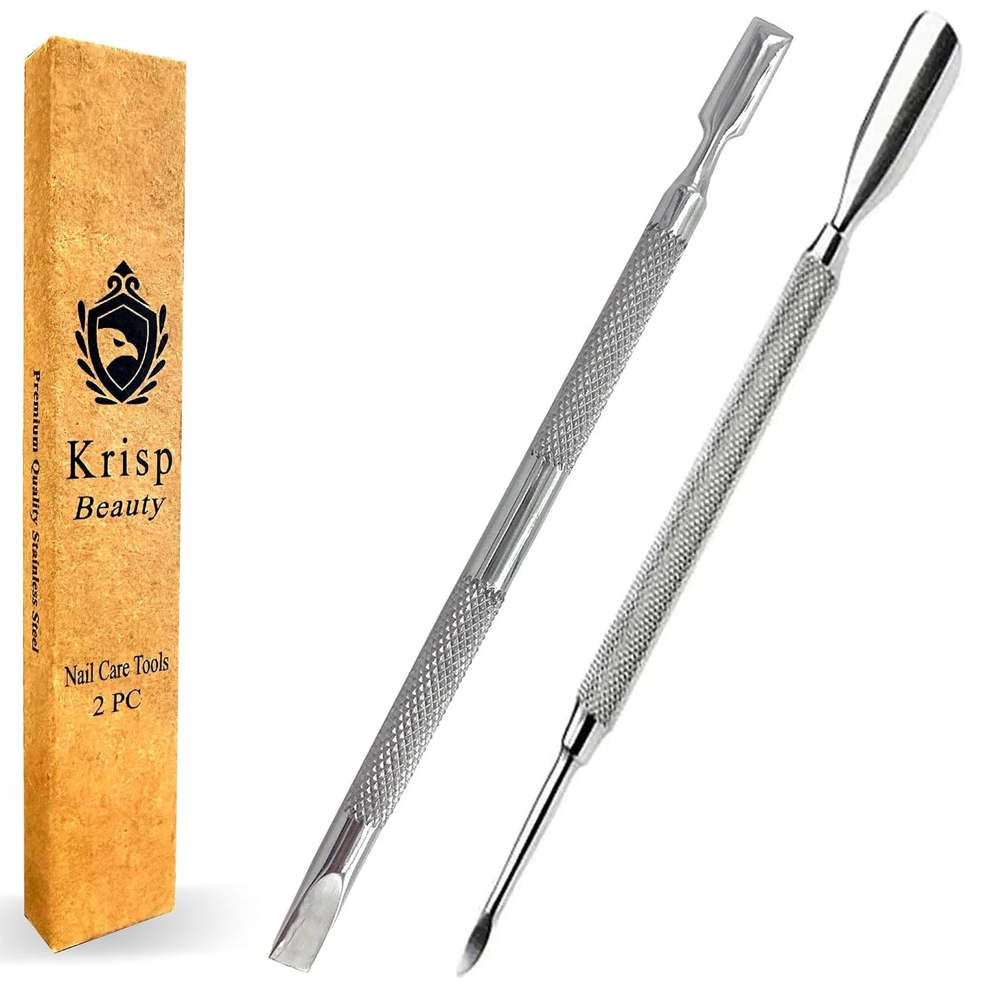 Professional Nail Cuticle Pusher Tool - Dual-Sided Stainless Steel Cuticle Remover & Trimmer | 2-Pack Set