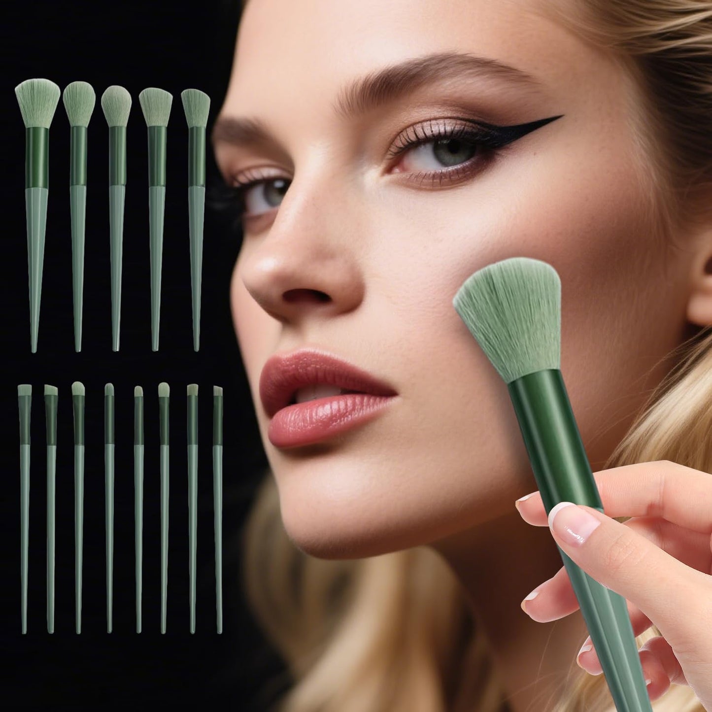 Professional Makeup Brush Set - Soft Bristle Multi-Purpose Cosmetic Tools with Travel Pouch for Face and Eye Makeup