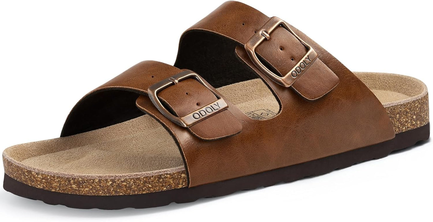 Cork Footbed Slide Sandals - Unisex Summer Outdoor Sandals with Arch Support & Adjustable Buckle | Comfortable Fit