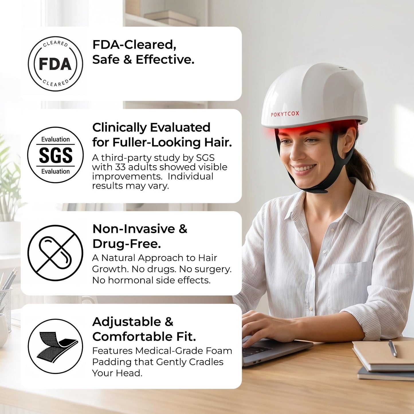 Laser Red Light Therapy for Hair Growth,FDA Cleared Hair Growth Device for Men & Women,650nm Low Level Laser Therapy for Thinning Hair & Alopecia, 200 Lasers Full Scalp Coverage Home Use(KCA451-200S)