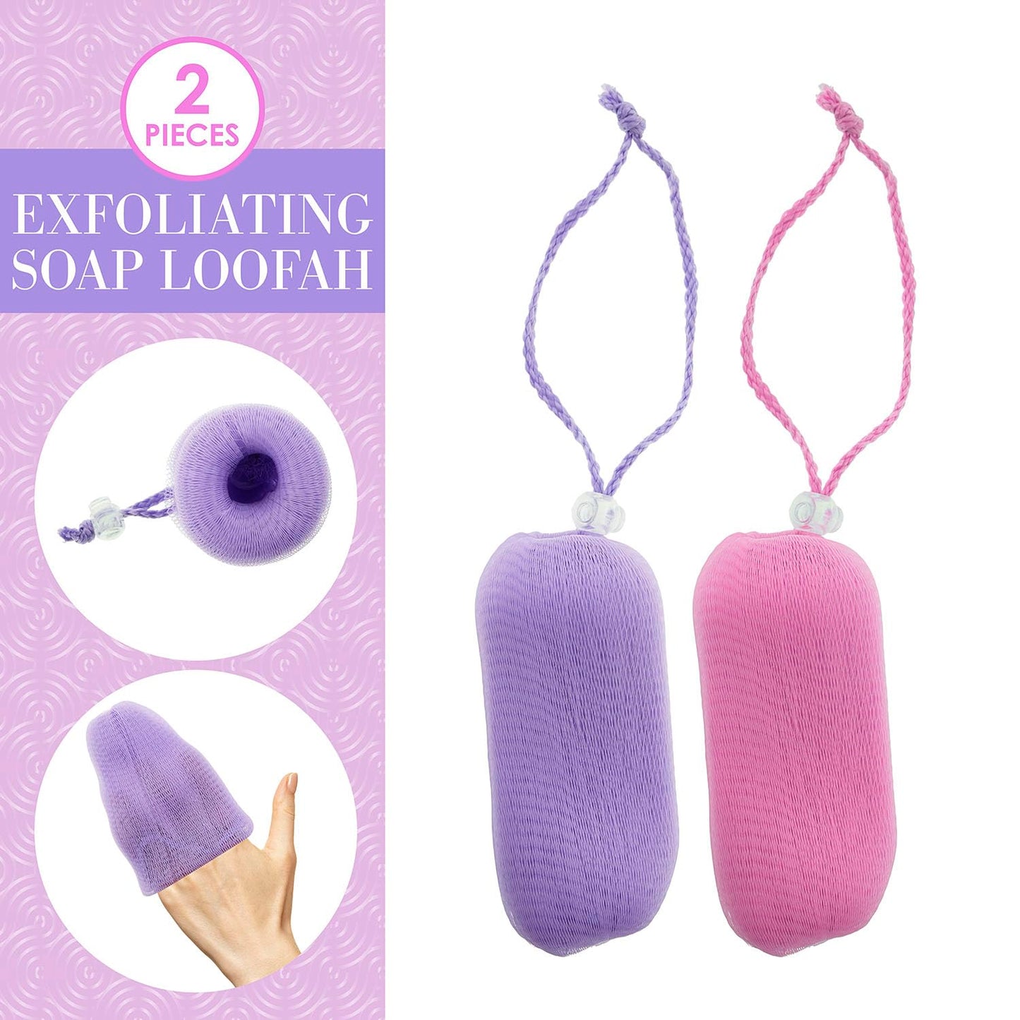 2pc Purple Exfoliating Soap Loofah – Soft & Gentle Body Scrubber Value Pack | Luxury Bath Products & Spa Accessories for Women | Deep Cleansing Exfoliating Body Wash Bar – Soft