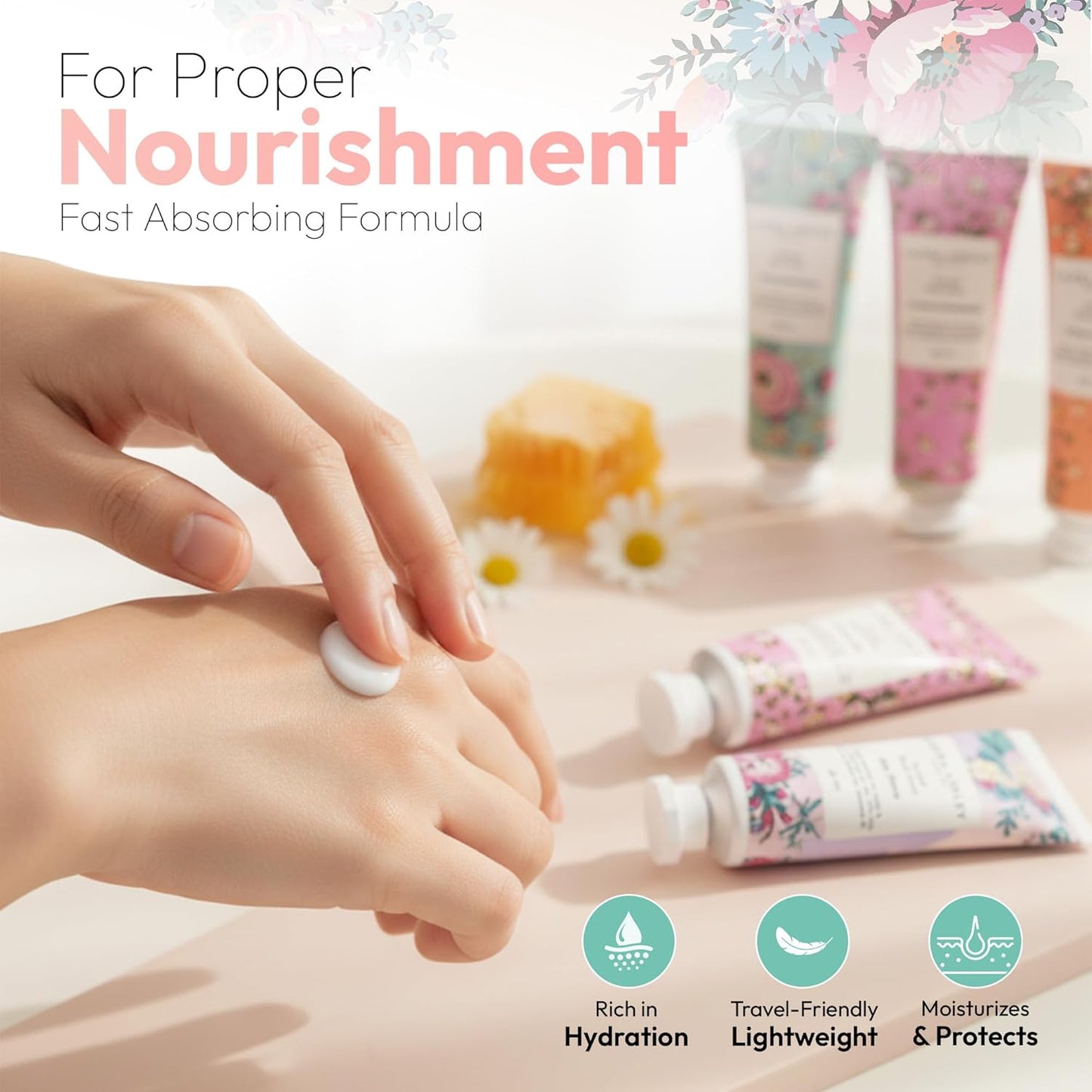 Laura Ashley Hand Cream Set | 7-Piece Moisturizing Lotion Collection for Dry Skin - Travel Size 30ml Each with Rose, Lavender & Floral Scents