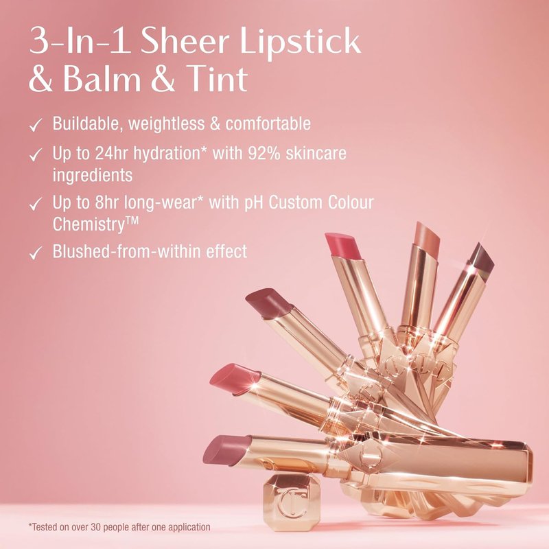 Charlotte Tilbury Pillow Talk Blush Balm Lip Tint - Long-Lasting, Hydrating Sheer Tint for Beautiful Lips | 24 HR Moisture
