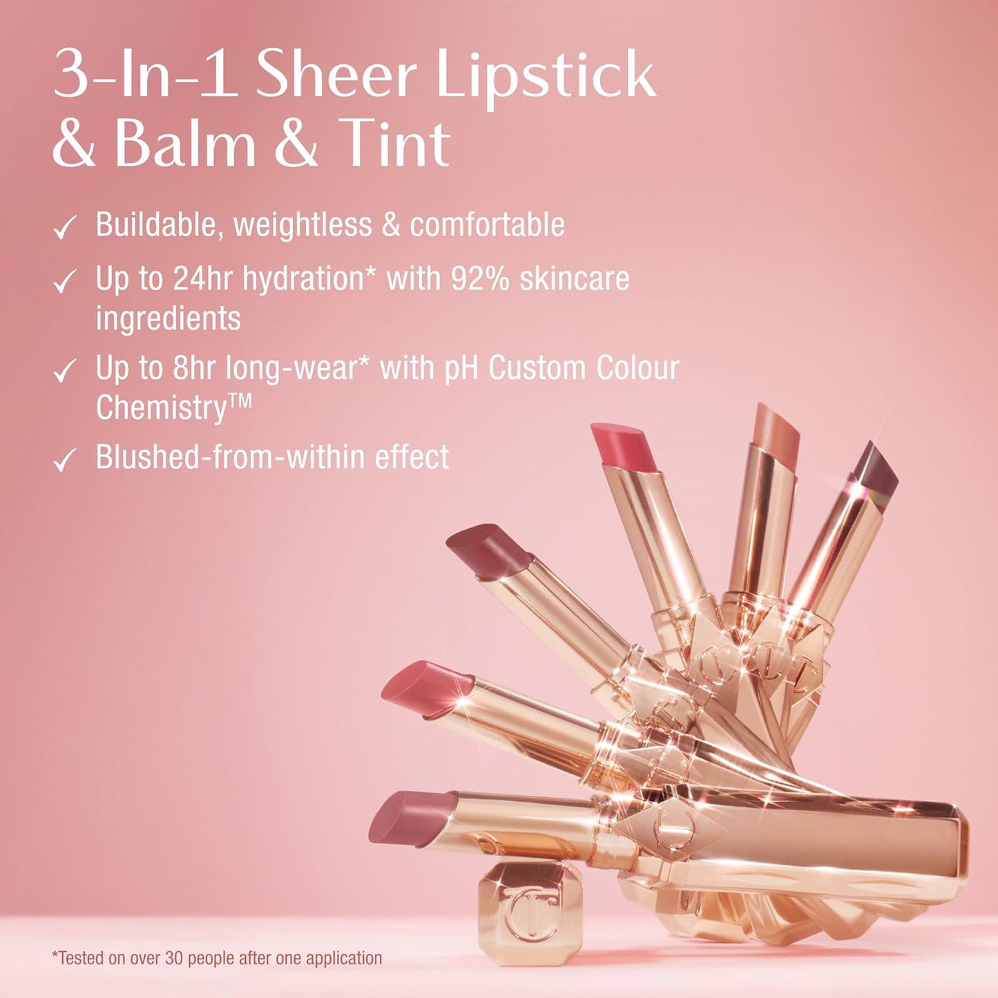 Charlotte Tilbury Pillow Talk Lip Tint - Long-Lasting Blush Balm with Peptides for Hydrated Lips | 24 HR Moisture