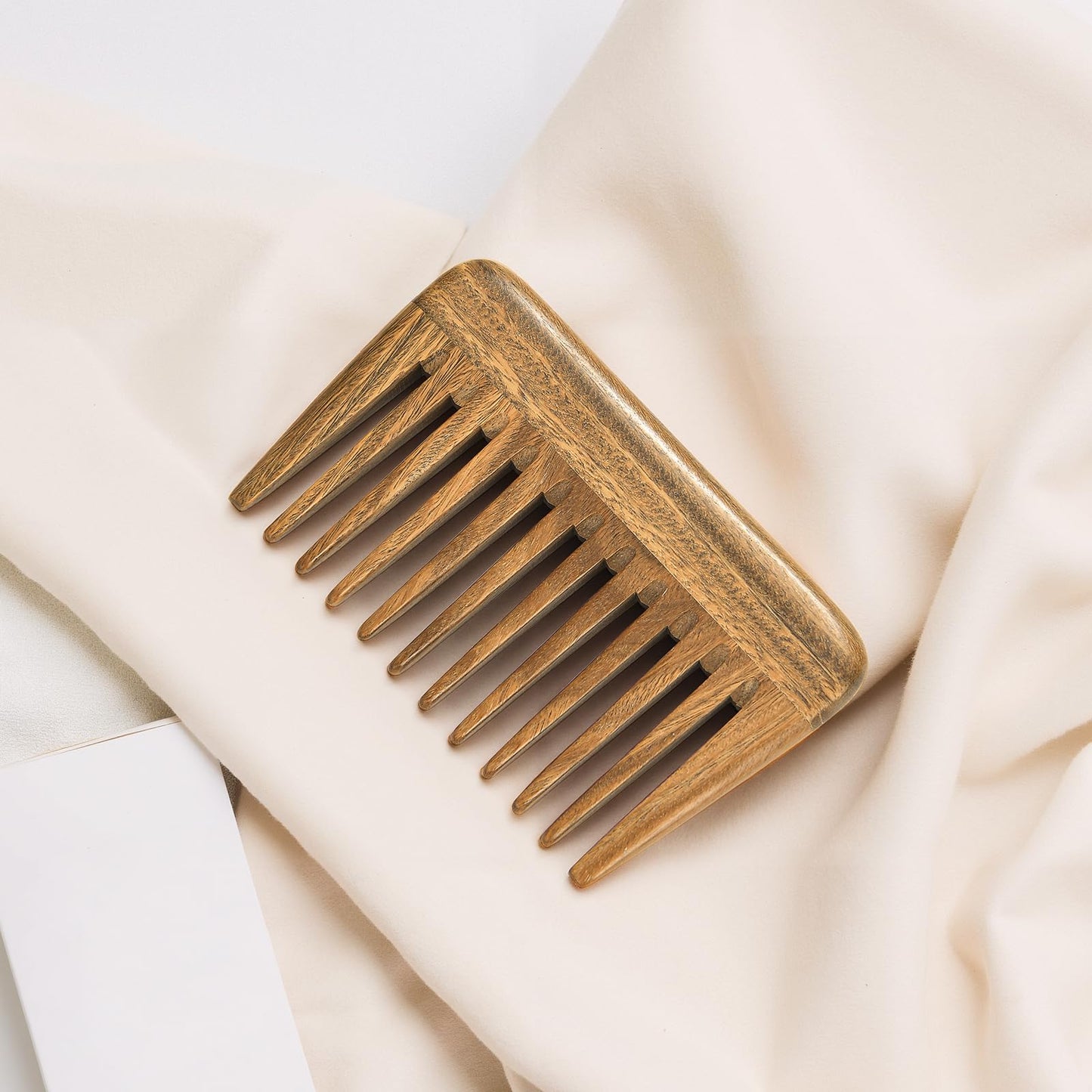 Onedor Handmade 100% Natural Green Sandalwood Hair Combs -Anti-Static Sandalwood Scent Natural Hair Detangler Wooden Comb (Extra Wide Tooth Mini Pocket Comb)