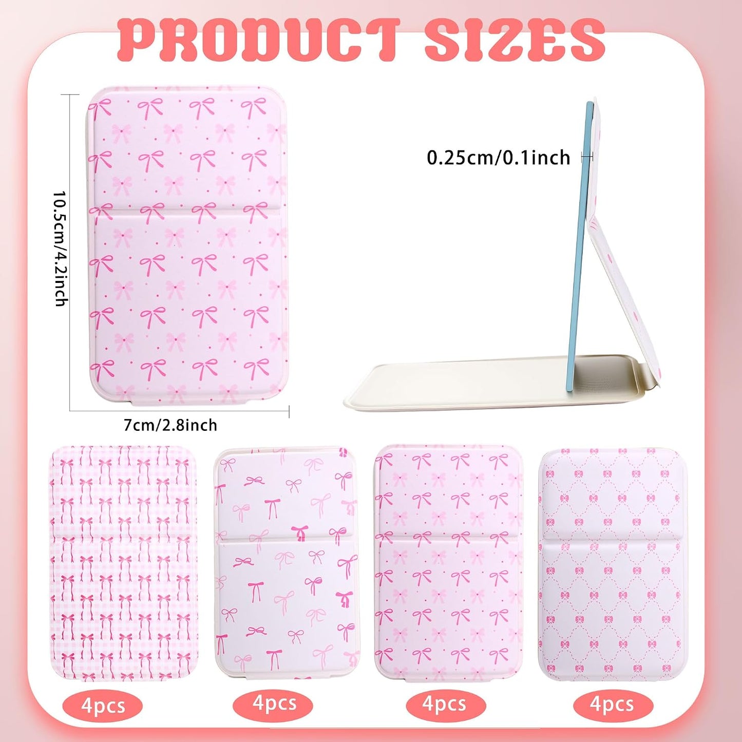 Compact Folding Mirrors - 16 Pcs Pink Bow Mini Travel Mirrors for Women | Handheld Pocket Size