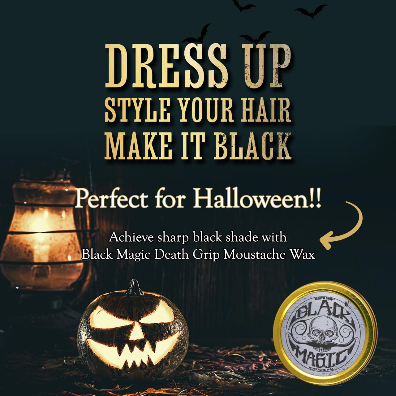 THE VINTAGE GROOMING CO. Black Mustache Wax | Black Magic Death Grip Moustache Wax | Hide Grey Hair In Beard Or Moustache | Extra Strong Hold Mustache Wax Unscented | 1 oz Tin Heat Source Required