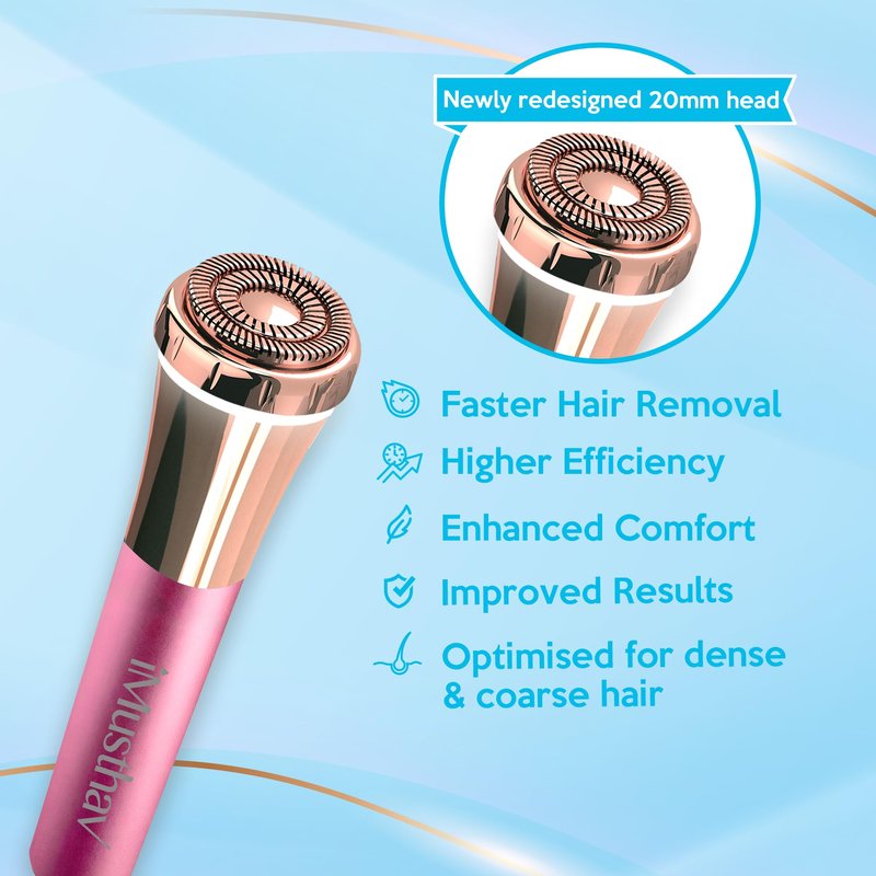 iMusthav Facial Hair Removel for Women, Type-C Rechargeable Painless Flawless Electric Facial Hair Remover, Face Shaver Razor Trimmer with 18K Gold-Plated, 20mm Dual Ring Floating Head, 360°LED