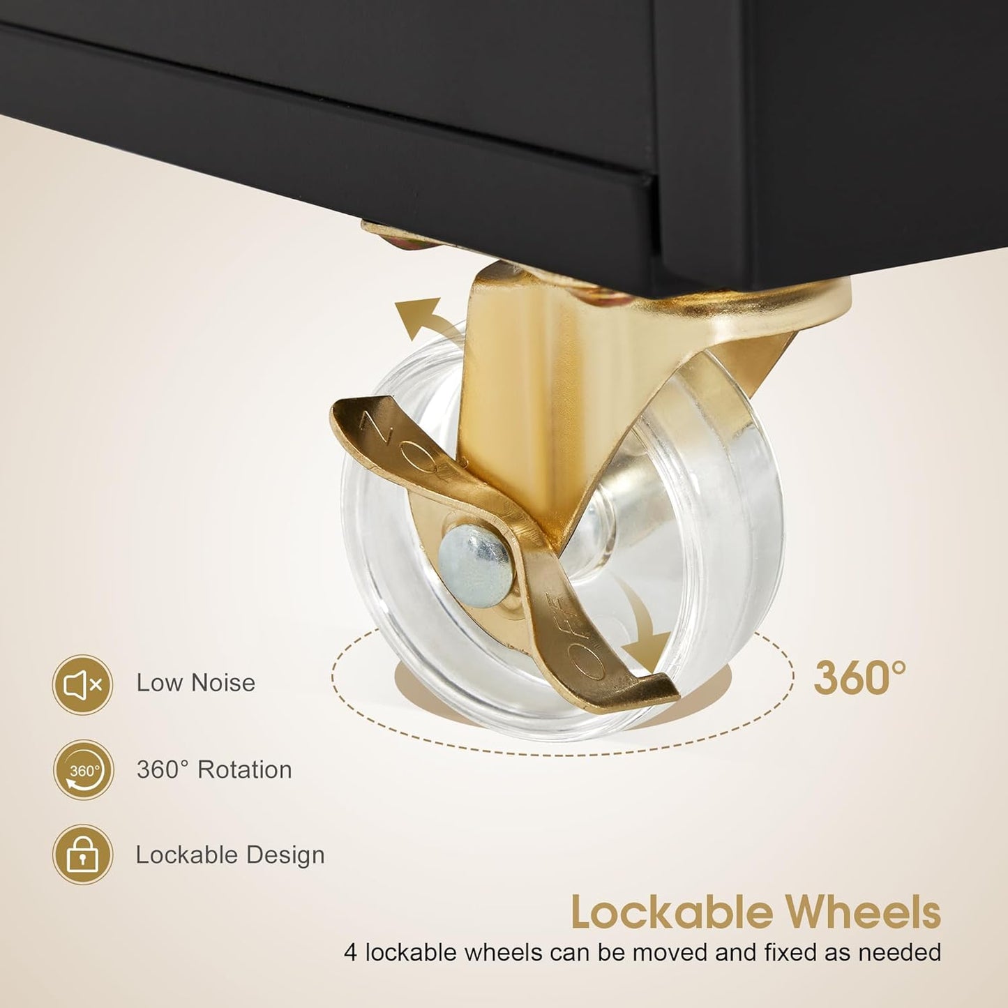 Salon Trolley with Wheels - Rolling Storage Cart for Hair Stylists | Drawer & Shelves, White Finish, Gold Hardware