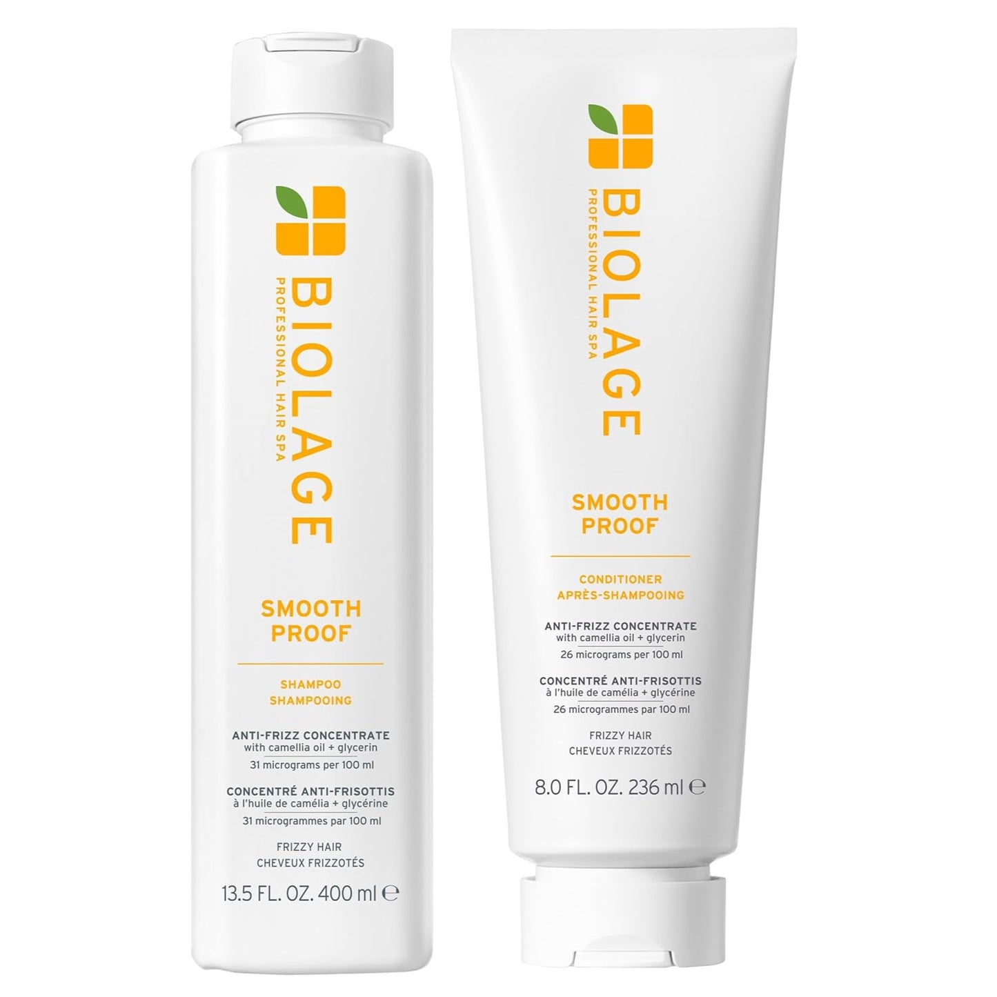 Biolage Smooth Proof Shampoo & Conditioner Set - Frizz Control for Frizzy Hair | Paraben & Silicone-Free, Vegan