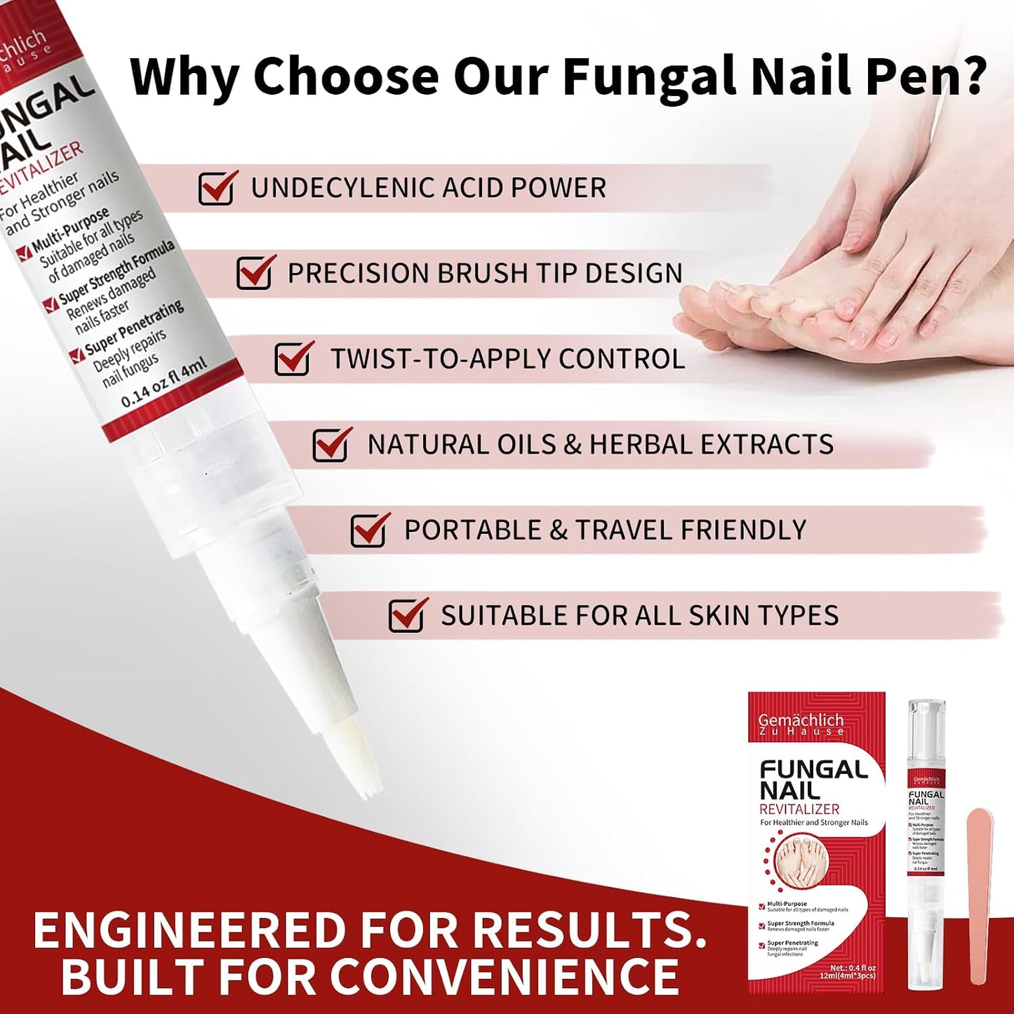 Toenail Fungus Treatment Pen - Extra Strength Nail Repair with Tea Tree Oil | 3-Pack for Discolored, Thick Nails