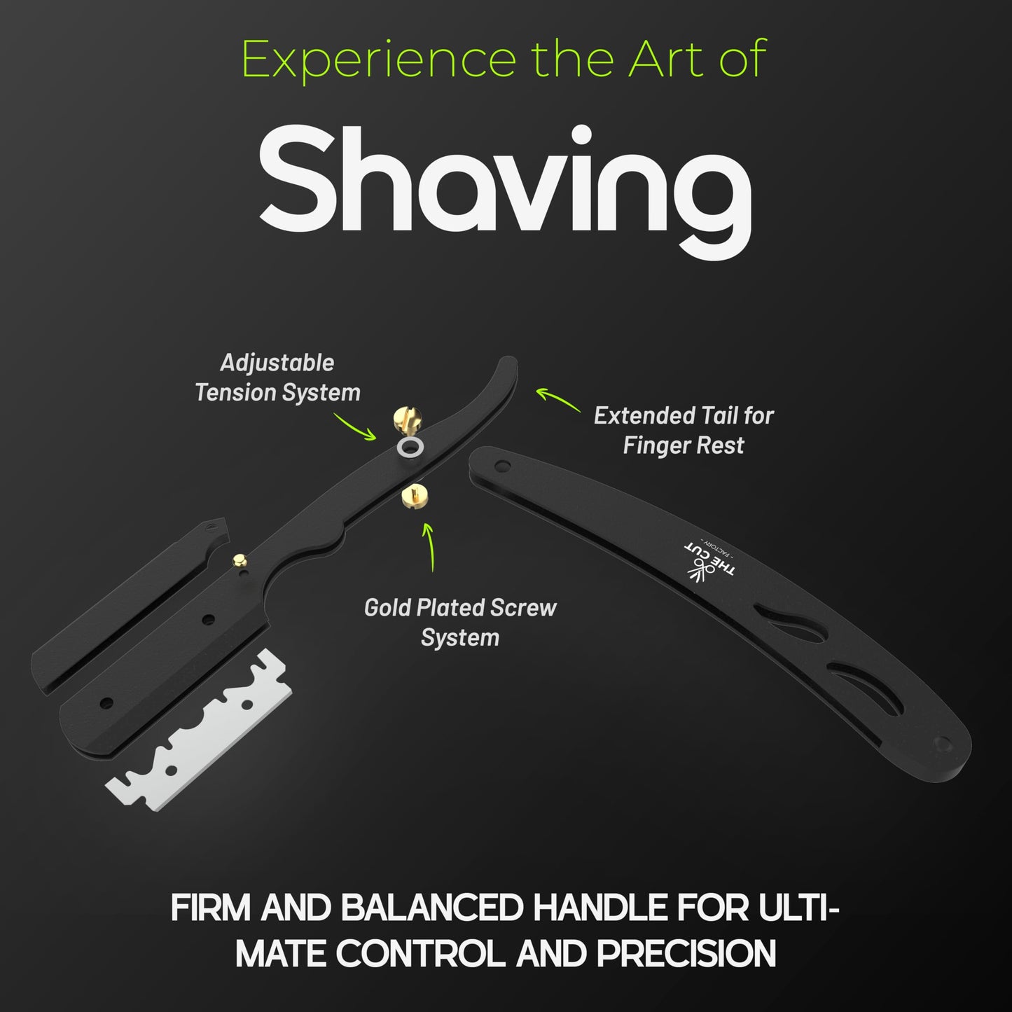 The Cut Factory® Premium Wooden Handle Straight Razor for Men – Luxury Barber Razor with 20 Single Edge Blades, Leather Pouch & Elegant Gift Box – Handcrafted Grooming Excellence