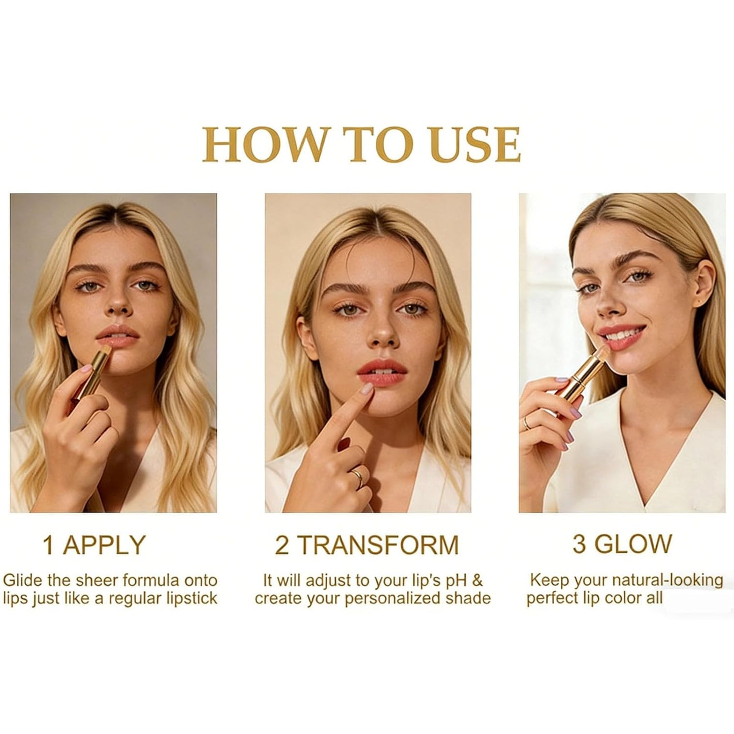 PH Adjusting Lipstick - Long-Lasting Hydration for Mature Women | Transferproof Clear Lip Gloss (1PC)