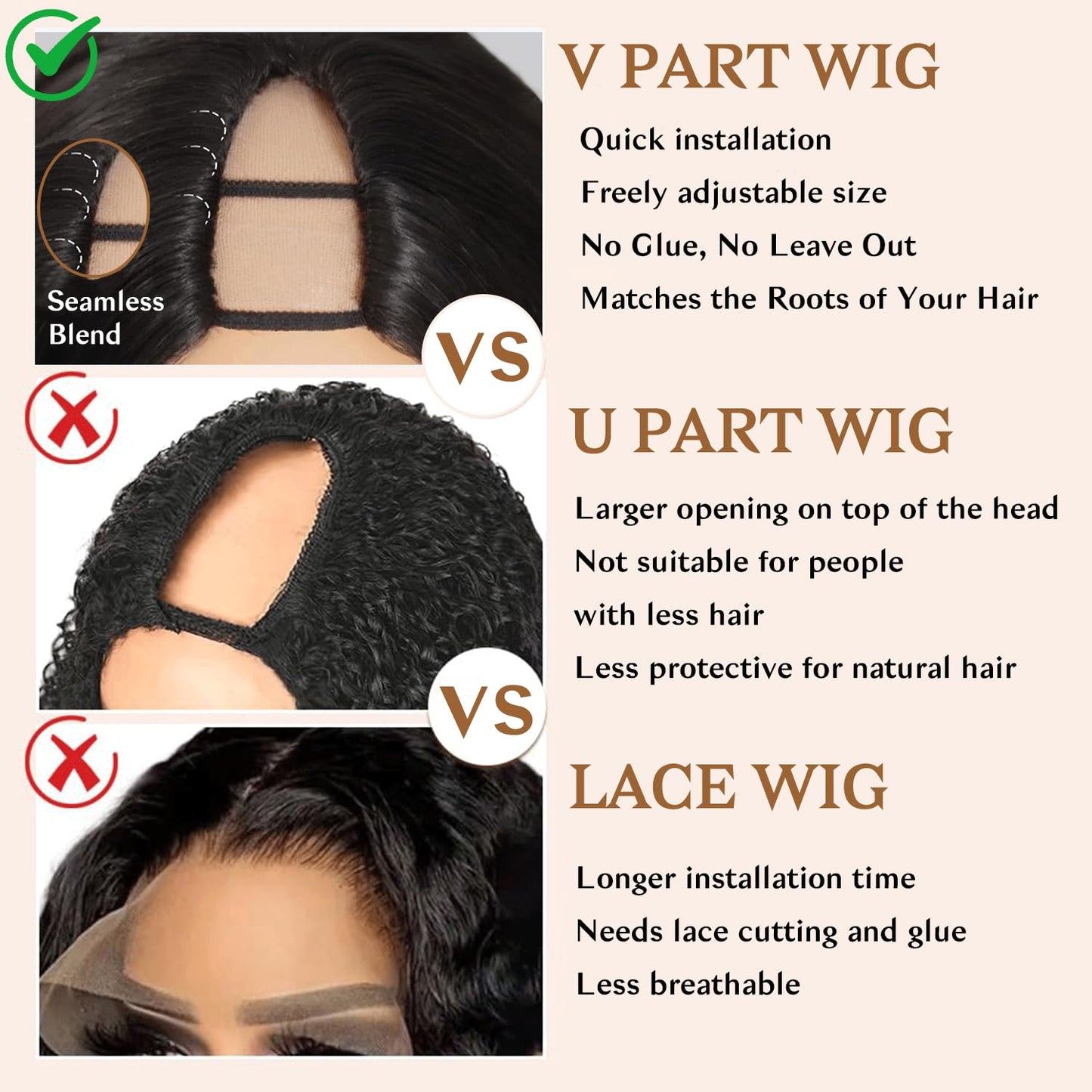Burmese Curly V Part Half Wig - 220% Density, 16 Inch, 100% Human Hair | Easy Wear & Go Style