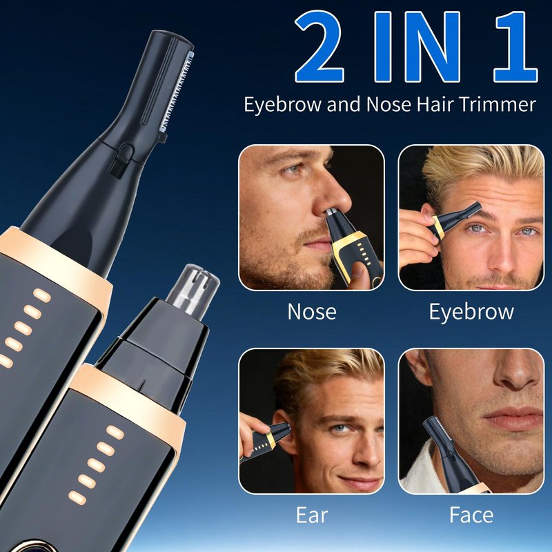 Mendaping LED Display Ear and Nose Hair Trimmer Clipper for Women Men,2026 Rechargeable 2 in 1 Painless Eyebrow & Facial Hair Trimmer with Powerful Motor and Dual-Edge Blades Easy Cleansing