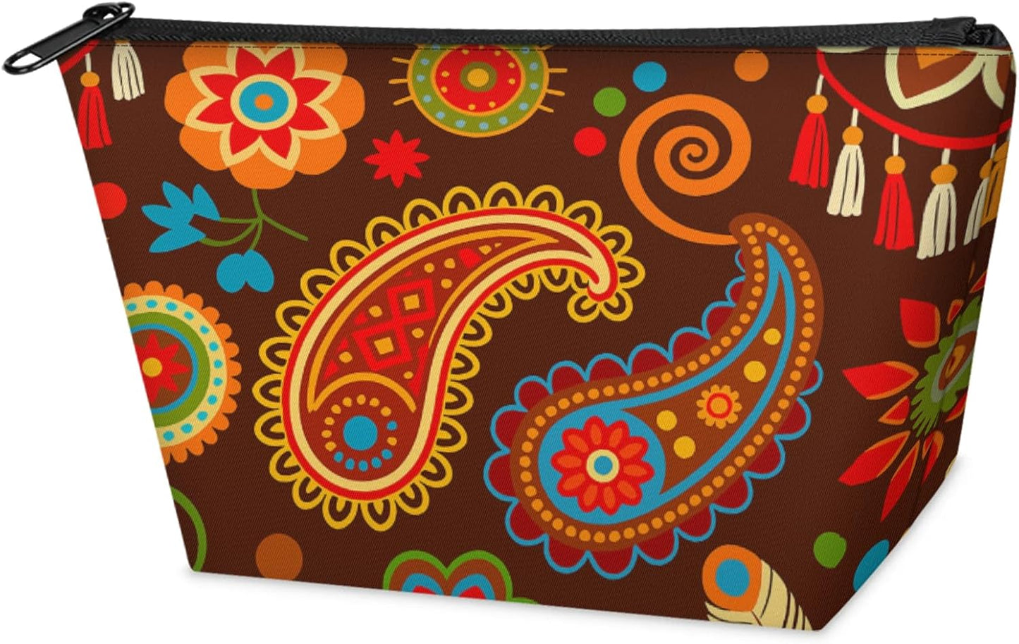 Afrohemian Makeup Bag - Portable Cosmetic Travel Pouch for Women | Fashionable Zipper Design, Small Size