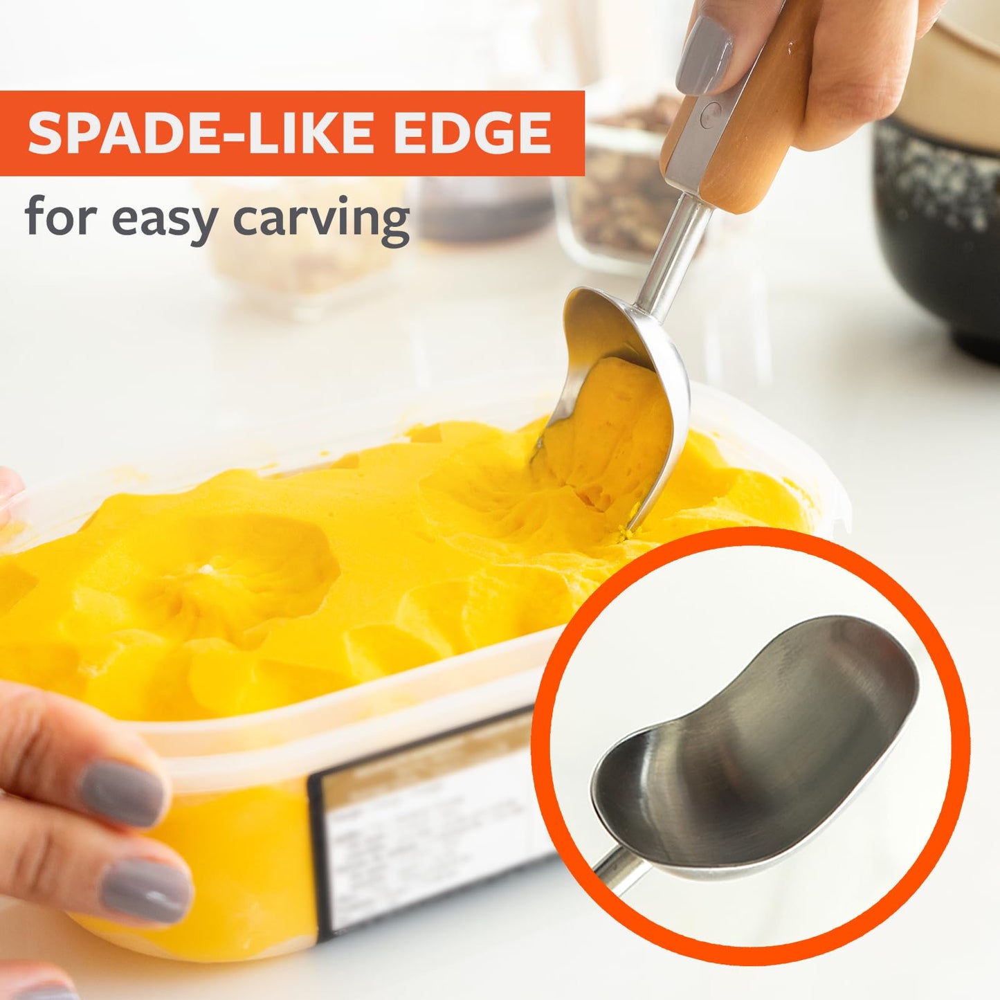Full Circle Ice Breaker Stainless Steel Ice Cream Scoop: Effortlessly Carves Through the Hardest of Ice Creams, Durable Construction, Dishwasher Safe.