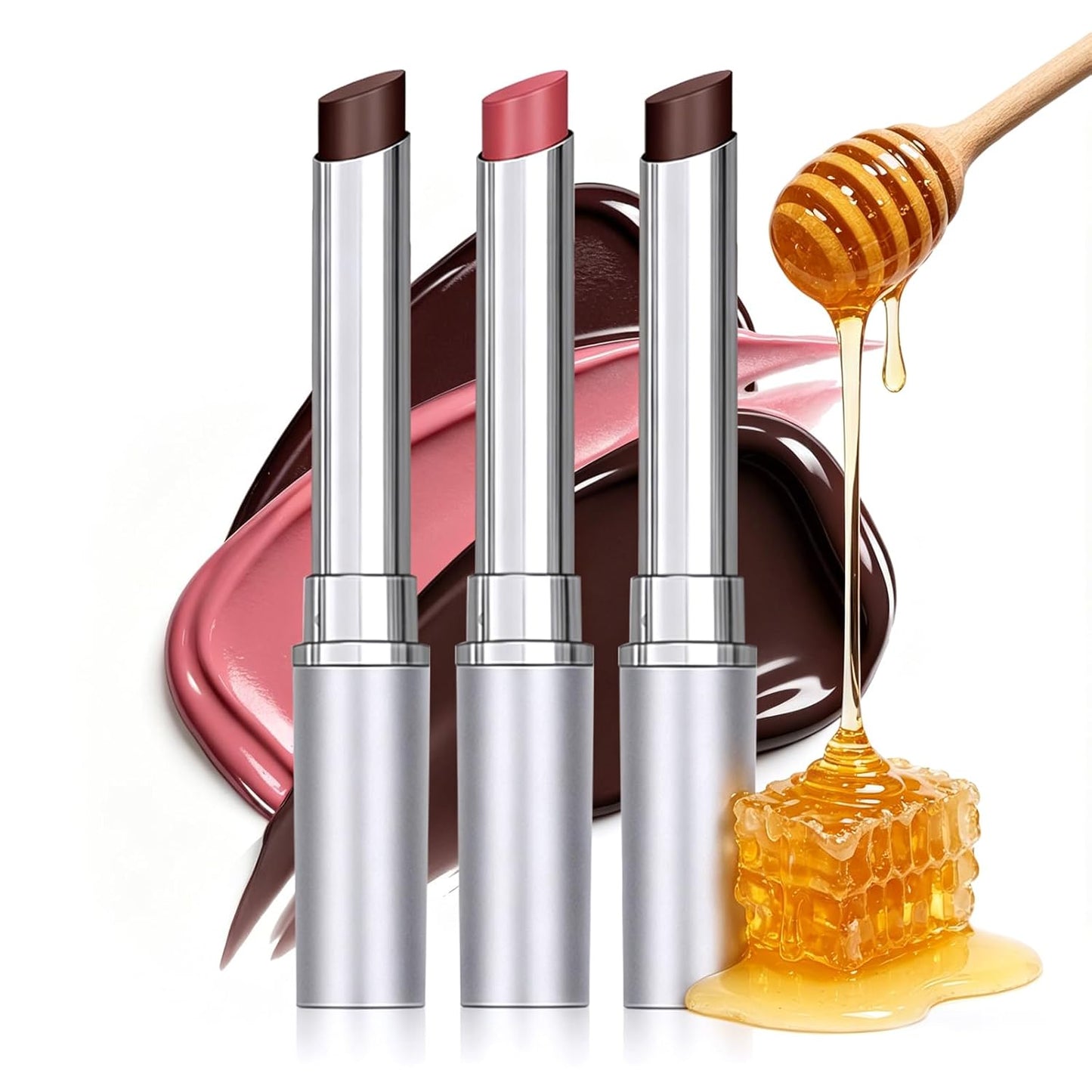 Tinted Lip Balm Set - 3PCS Sheer Moisturizing & Hydrating Balm | Natural Honey Finish for All Skin Tones