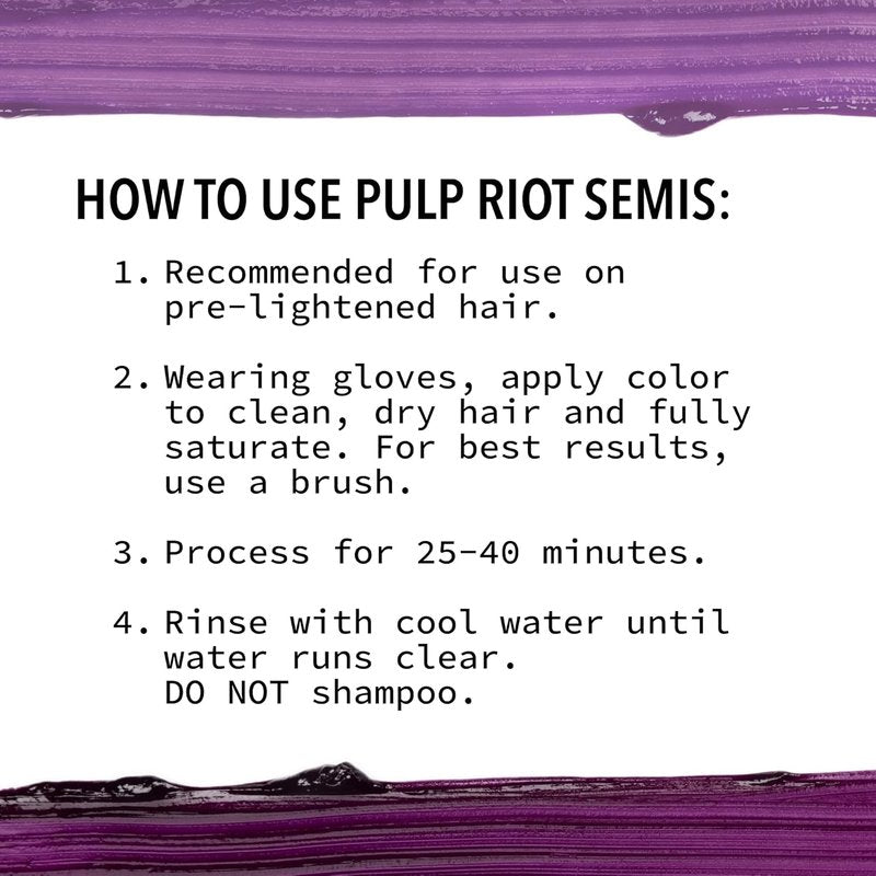 Pulp Riot Semi-Permanent Hair Color Jam - Violet, Long-Lasting Vegan Formula, 4oz Tube