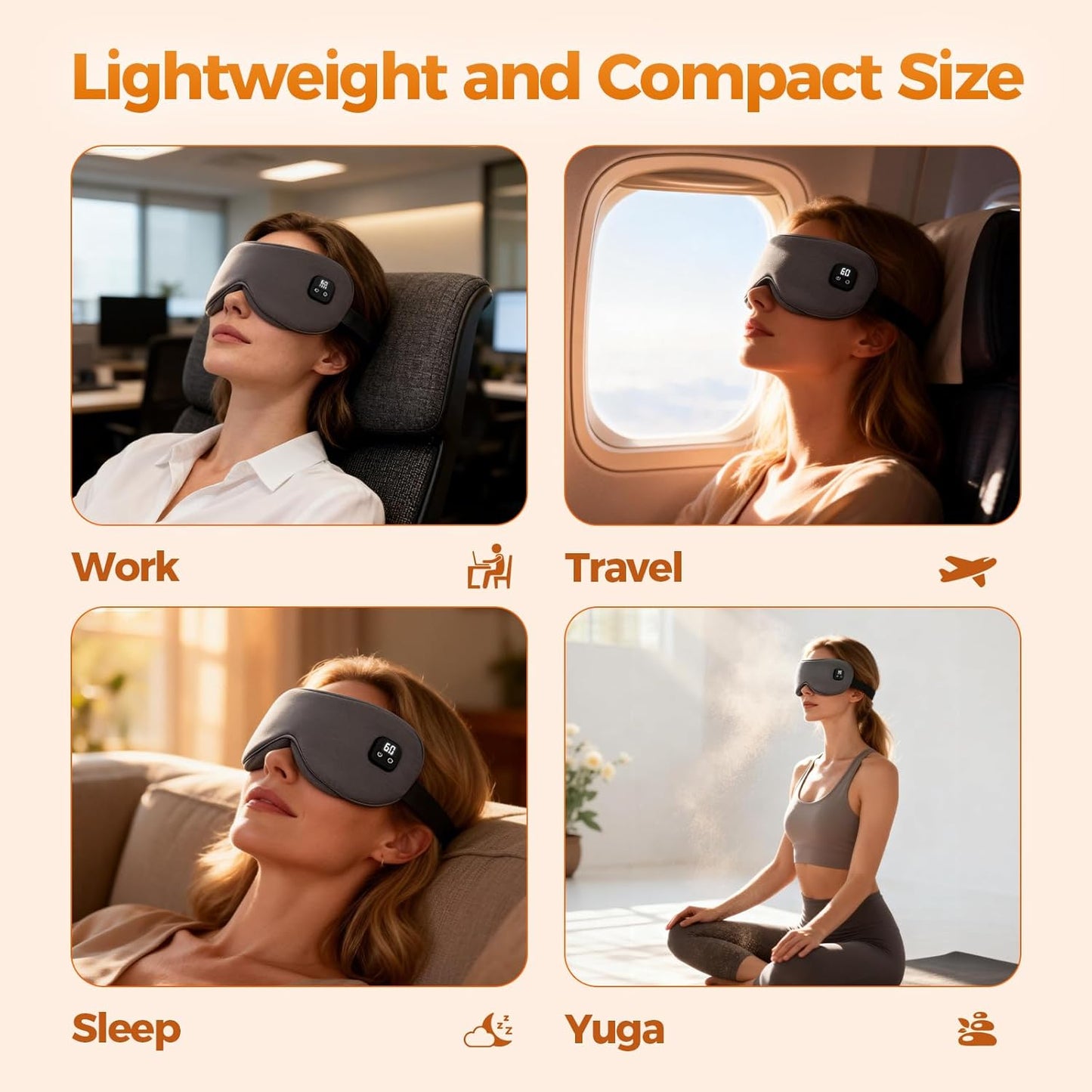 Heated Eye Mask - Warm Compress for Dry Eyes & Blepharitis | Cordless with 4 Temperature Modes & Timer, 100% Cotton Cover, Dark Grey