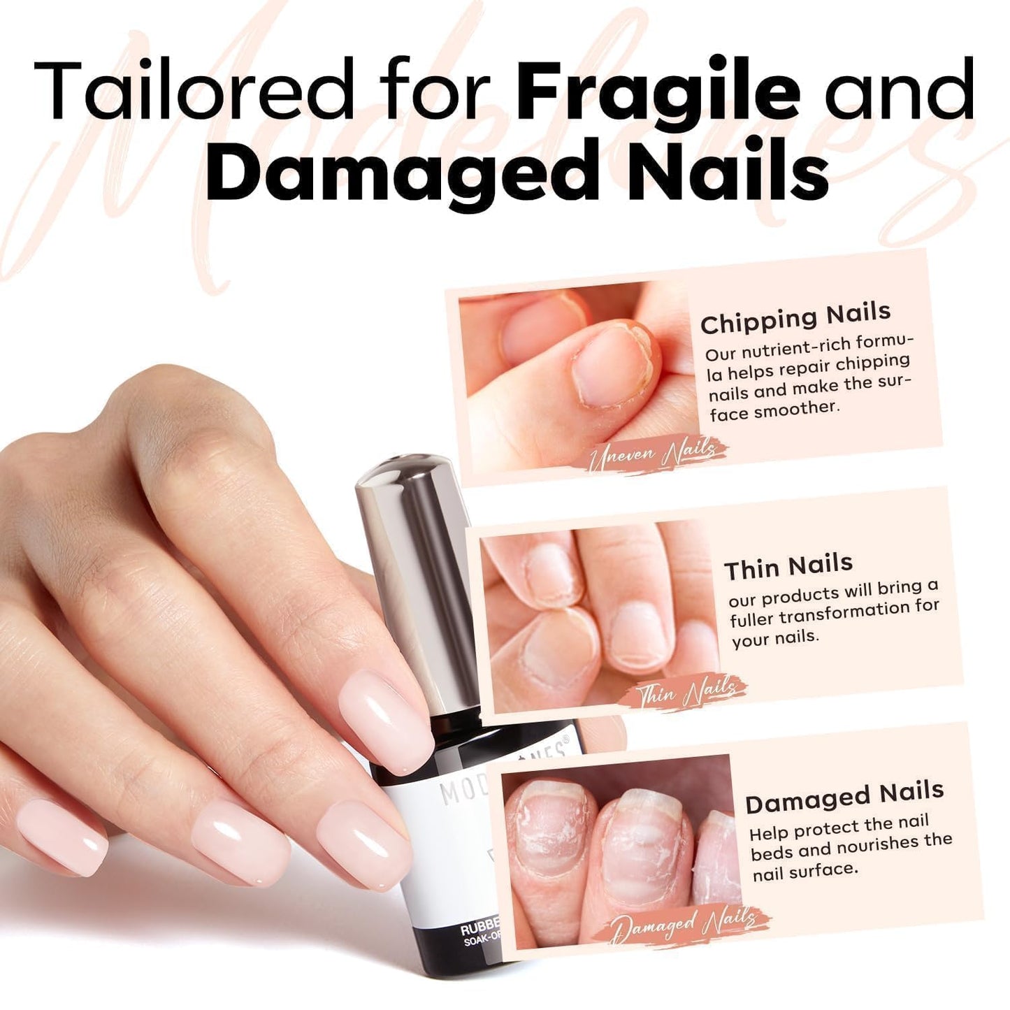 Modelones Rubber Builder Nail Gel - Jelly Nude Translucent Base Coat for Strong, Thick Nails | Ideal for DIY Home Use