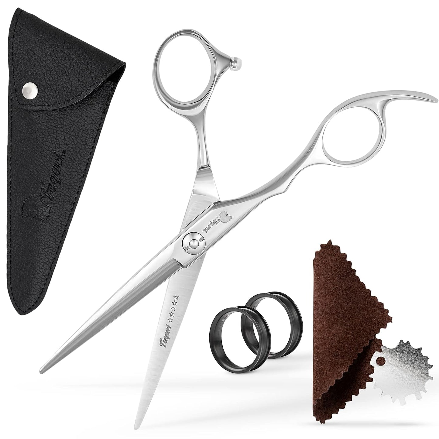 Professional Hair Cutting Scissors - 5 Inch 440C Steel Blades for Smooth, Precise Cuts | Durable Barber Shears with Elegant Sheath