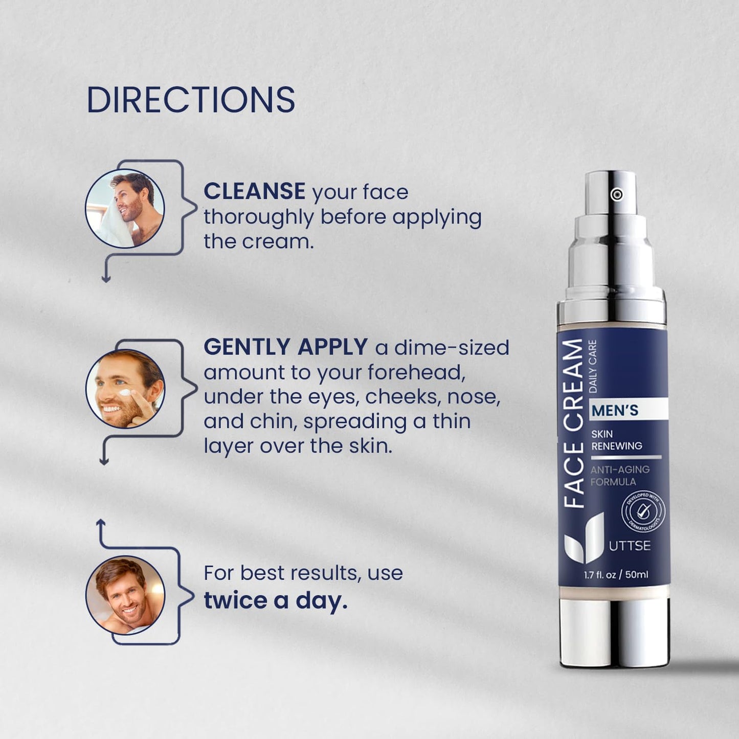 6-in-1 Face Cream for Men: Anti Aging & Wrinkle Cream for Men with Collagen, Hyaluronic Acid, Vitamins E & B, Shea Butter - Dark Spots Remover & Eye Bags Treatment - 1.7 oz.