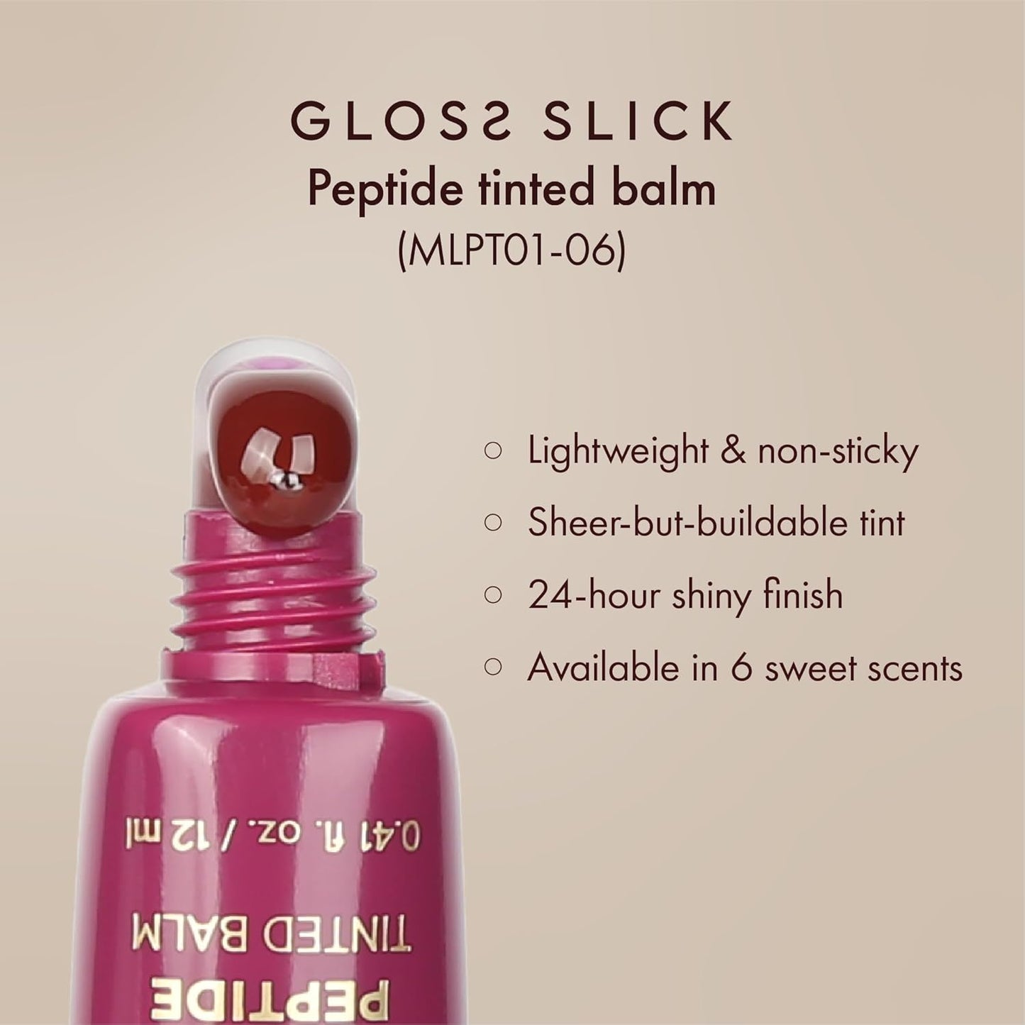 Tinted Lip Balm - Weightless Peptide Formula for Soft, Hydrated Lips | Sweet Bubblegum Flavor