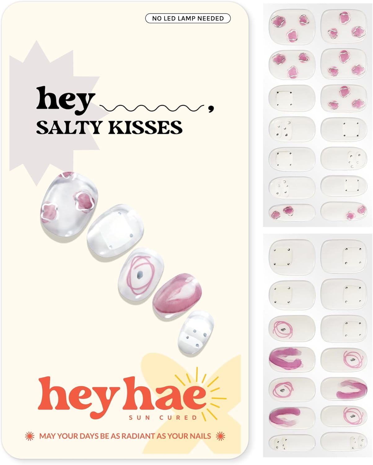 Gel Nail Strips - Easy Apply Glitter Pink Design | 28 Strips, Prep Pads, Nail File & Stick Included