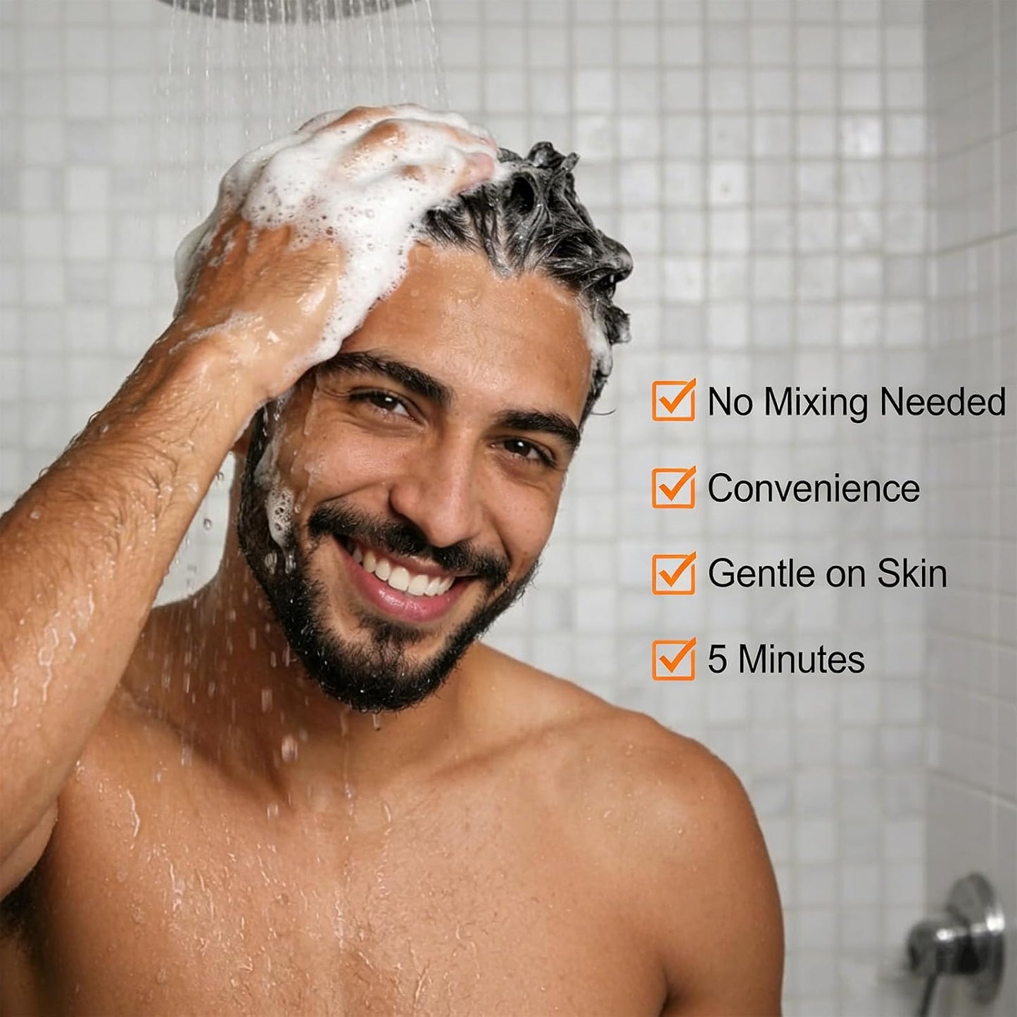 Beard Dye Shampoo for Men - 5 Minute Gray Coverage with Argan & Coconut Oil | No-Mess Formula, 200ML