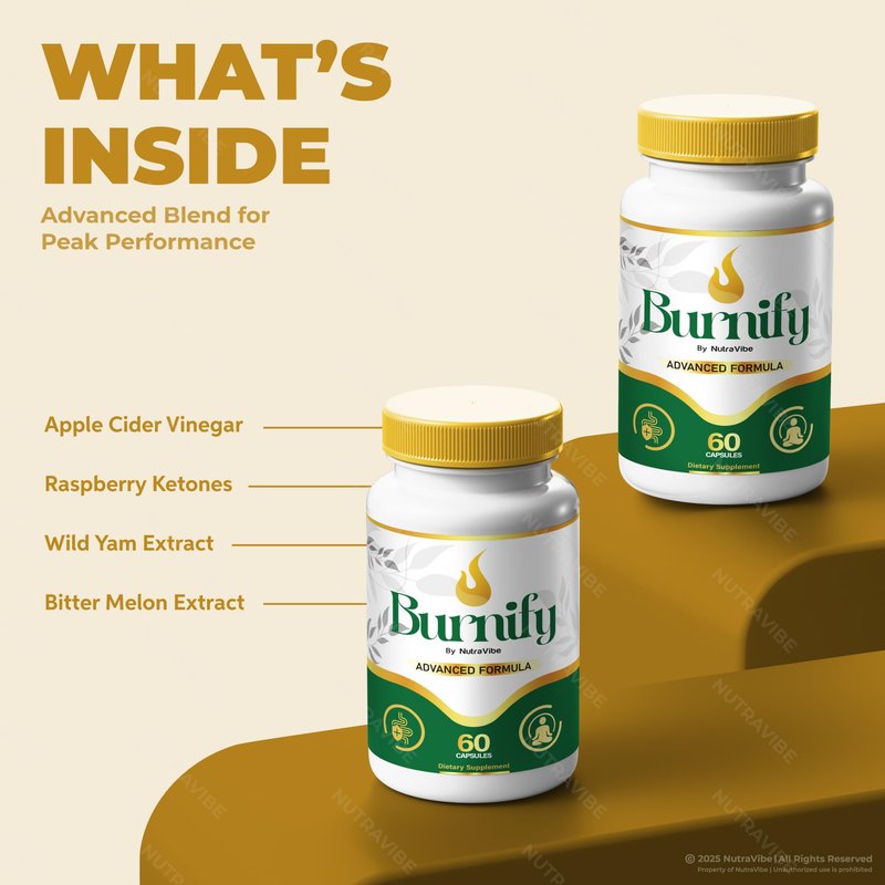NutraVibe Burnify Capsules – Daily Balance & Energy Support Supplement | Natural Formula for Healthy Body Shape, Digestion & Active Lifestyle | Easy-to-Swallow, Non-Habit Forming (60 Capsules)