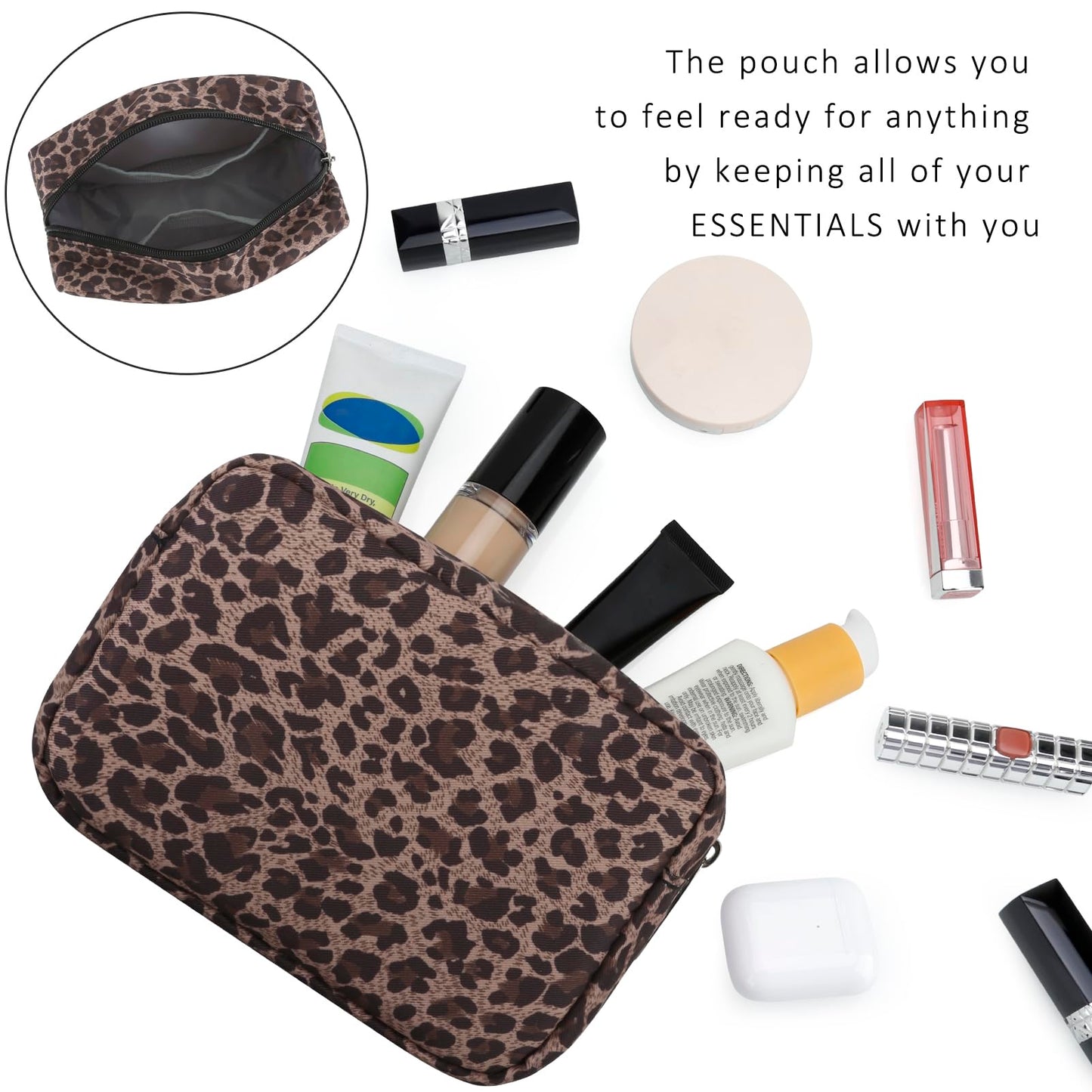 E-Tree Leopard Print Makeup Bag for Women Cosmetic Pouch Toiletry Case