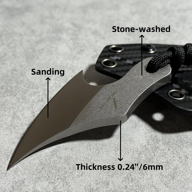 XHM Awesome 3.7 Inches Small Tactical Knife - Mini Chopper with Braided Lanyard & Beads for Camping, Hunting, Fishing, Hiking & Outdoor