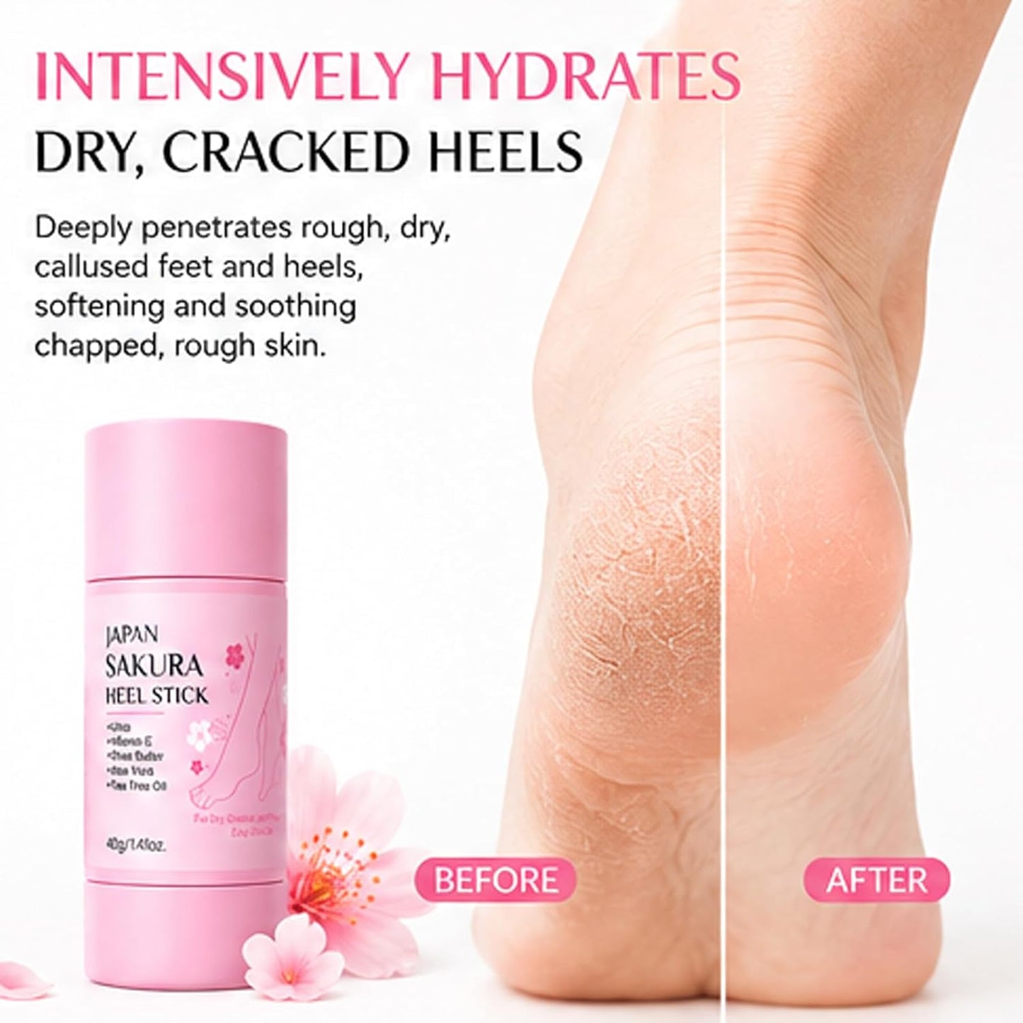 Sakura Foot Heel Stick - Cracked Heel Repair Balm with Shea Butter | 2 Pcs