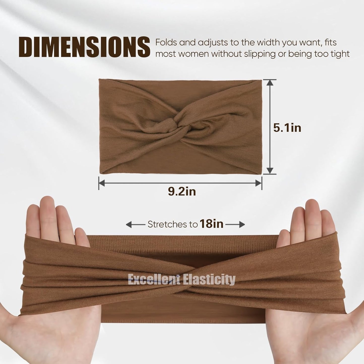 HSEM Wide Non-Slip Headbands for Women - Stretchy Cotton Hair Accessories | 6 Pcs for Gym & Workout