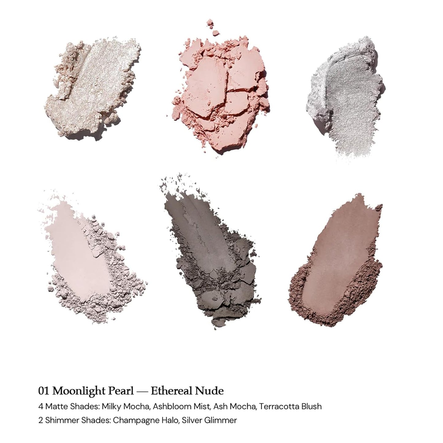 Flower Knows 6-Color Makeup Palette - Nude Pink with 4 Matte & 2 Shimmer Shades | 0.23 Oz (01 Moonlight Pearl)