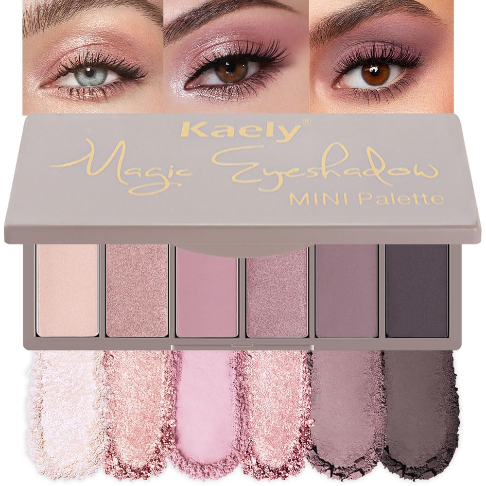 Eye Shadow Palette for Older Women - 6 Colors, High Pigment, Mini Travel Size | Green Eyes, Nude Pink, Rose Gold