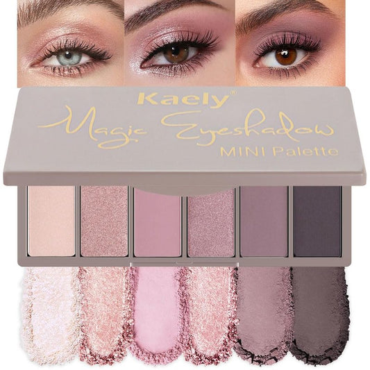 Eye Shadow Palette for Older Women - 6 Colors, High Pigment, Mini Travel Size | Green Eyes, Nude Pink, Rose Gold