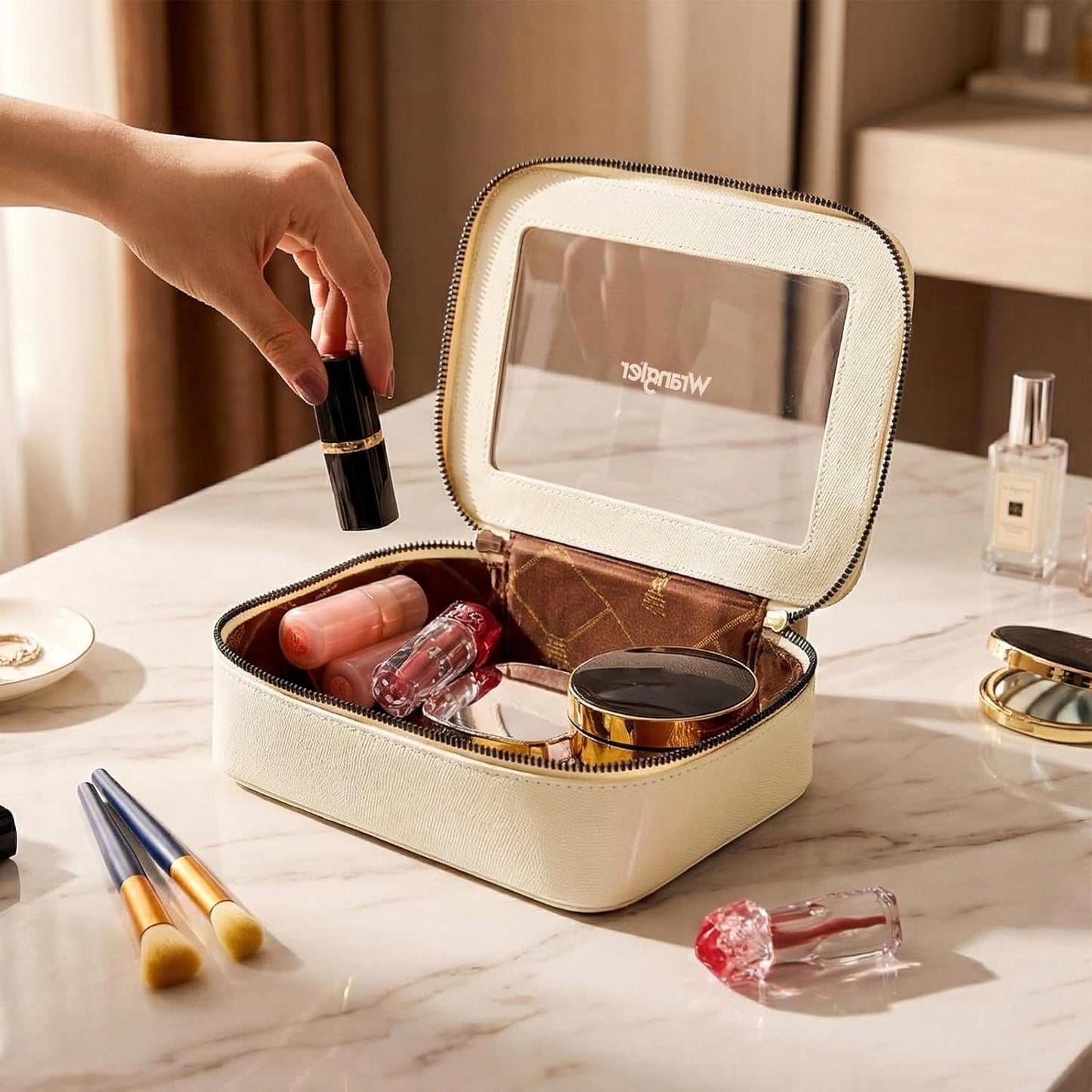 Clear Makeup Bag - Portable Travel Cosmetic Organizer for Women | Montana West X Wrangler