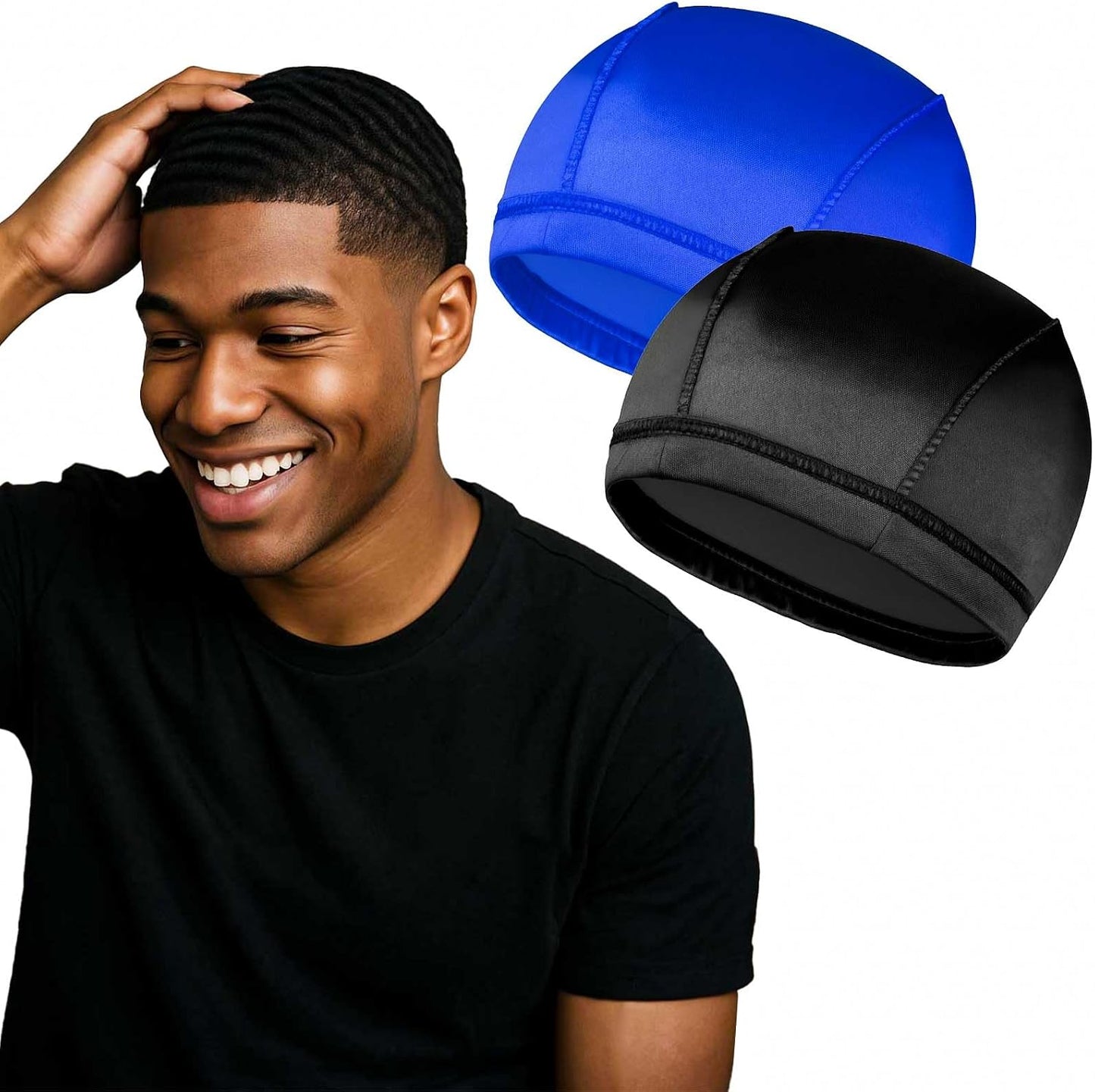 Silky Wave Caps for Men - 2PCS Compression Caps for 360, 540, 720 Waves | Comfortable Fit