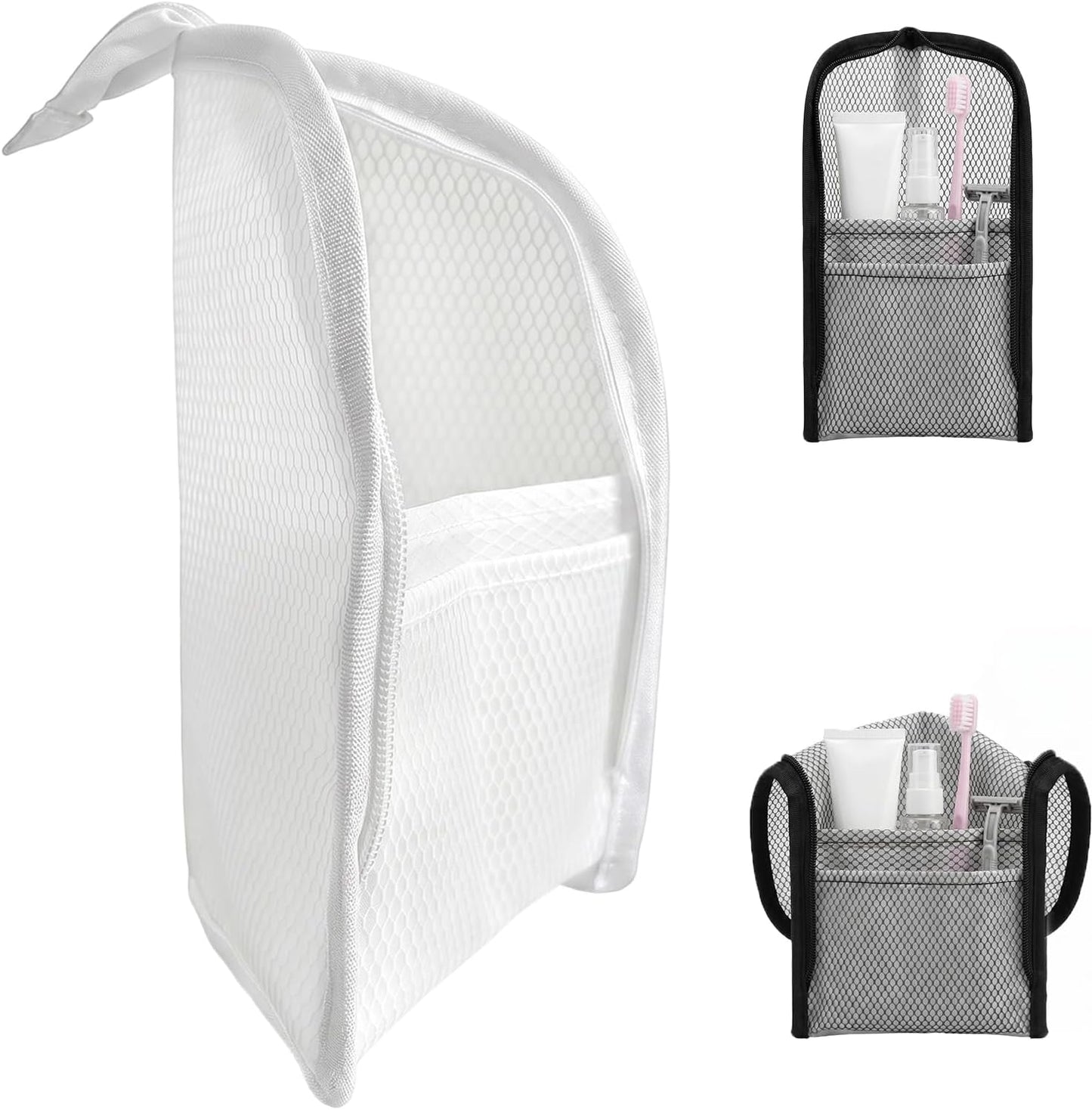Portable Travel Toiletry Bag - Waterproof EVA Hanging Cosmetic Organizer | Lightweight & Compact (White)