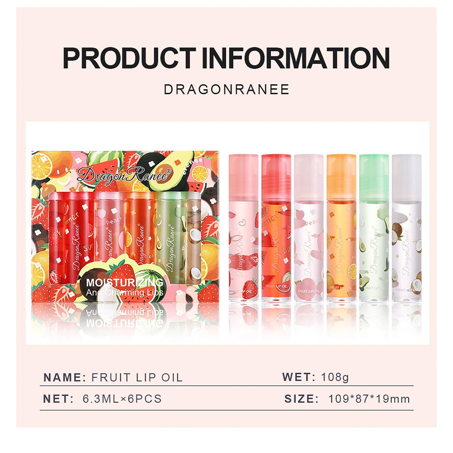 Lissymuse Nourishing Lip Oil Gloss Set, 6pcs Non-Sticky Moisturizing Smooth Glossy Finish Lip Glow Oil, Tinted Plumping Butter Lipgloss Long Lasting Lips Balm - Lips Care Stuff for Women Girls Teens