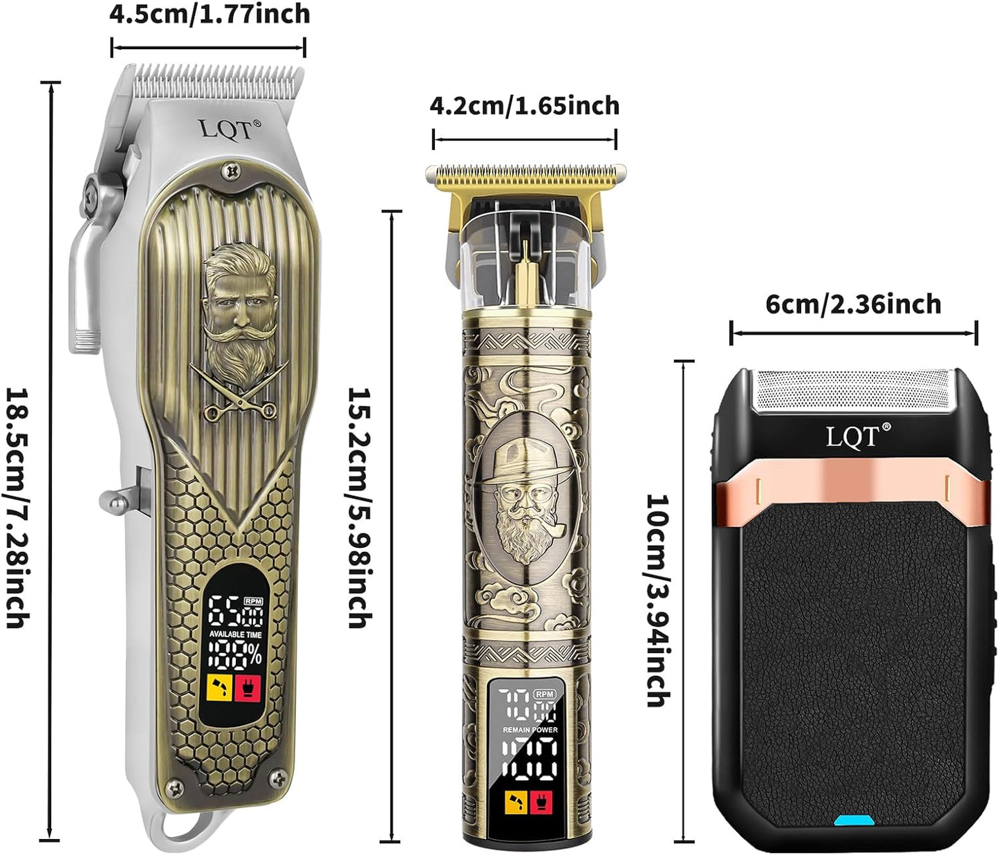 Cordless Hair Clippers & Precision Beard Trimmer Set - USB Rechargeable Grooming Kit with LED Display | Bronze Color