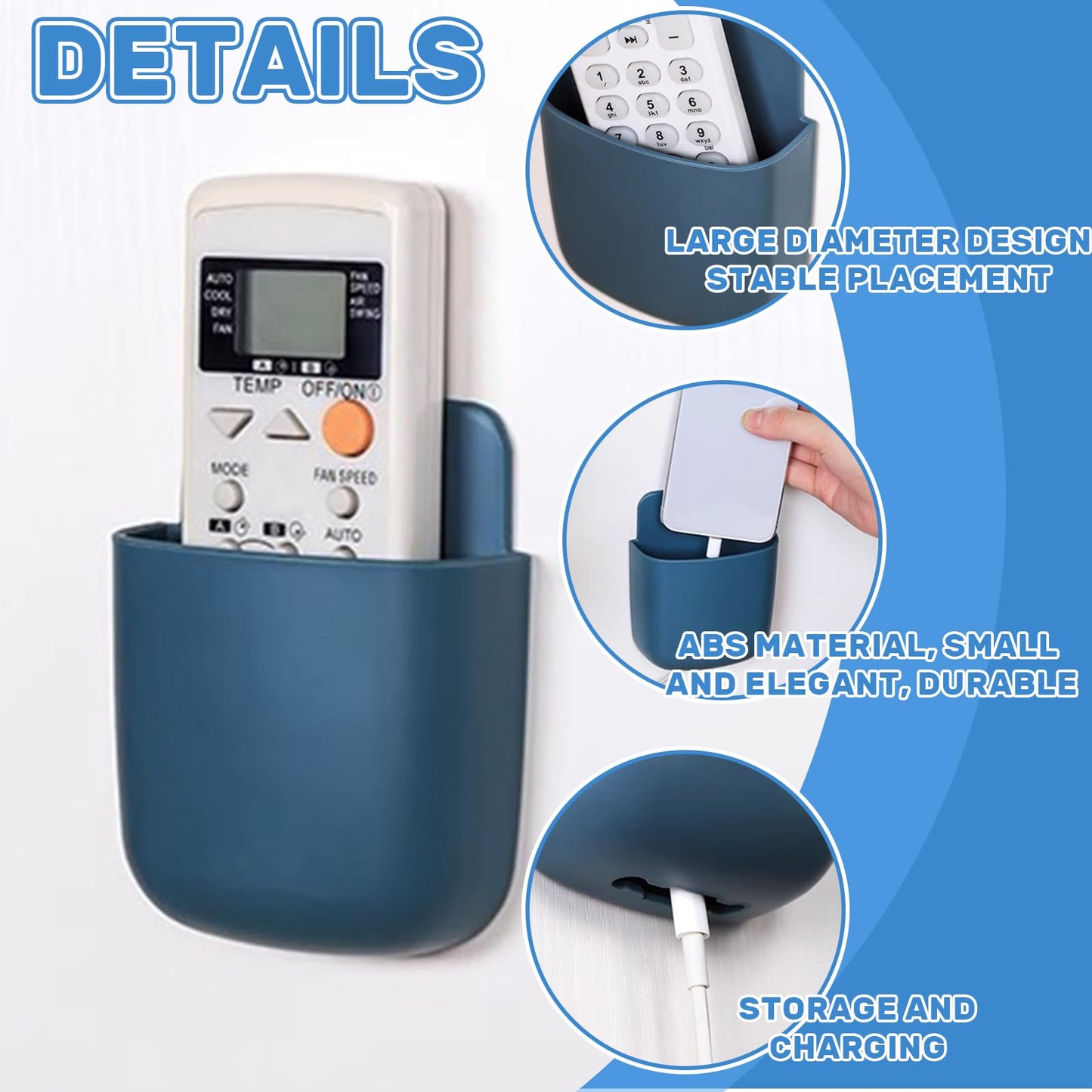 1Pcs Wall-Mounted Storage Box Space-Saving Wall Organizer for Phone Remote Small Items Creative Hanging Storage Easy Install No Electricity Needed(Blue)