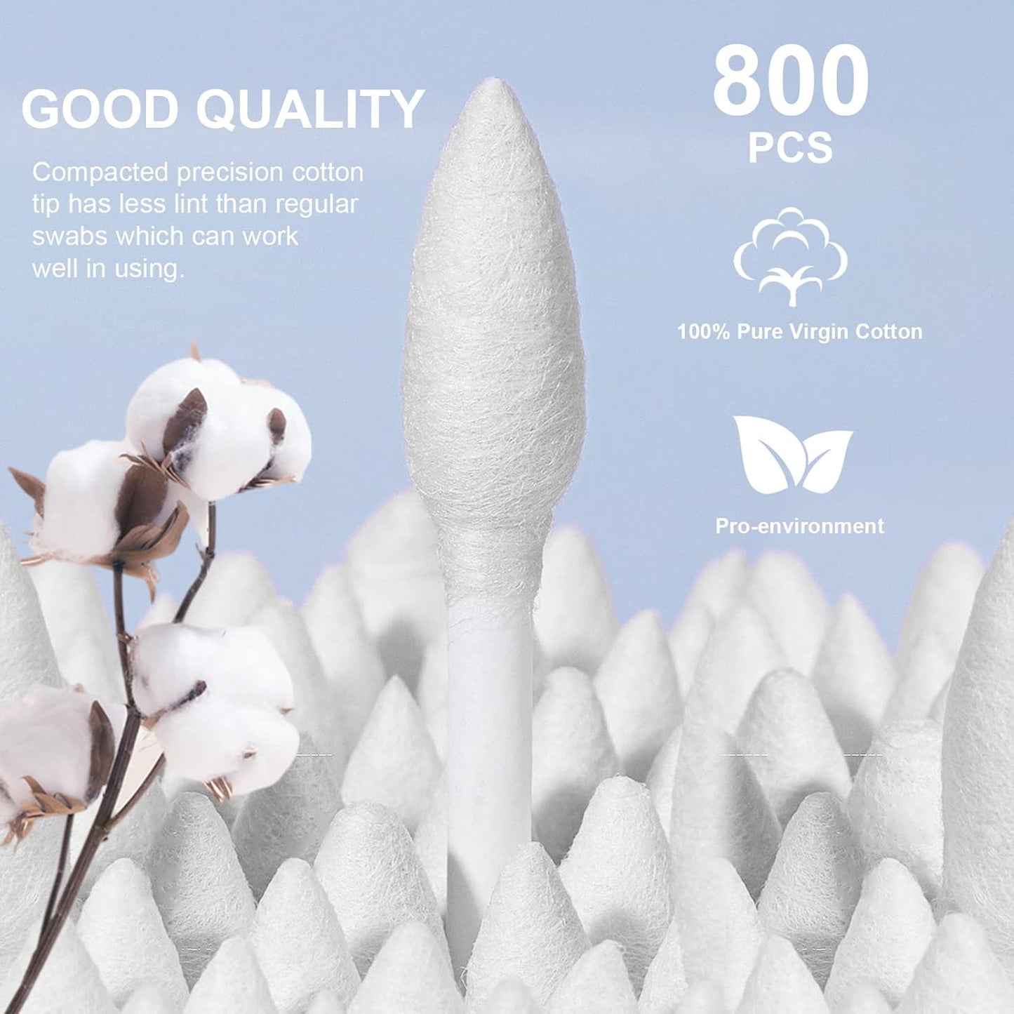 Double Precision Cotton Swabs - 800 Double Pointed Tips for Makeup | 4 Packs of 200 Pieces Each